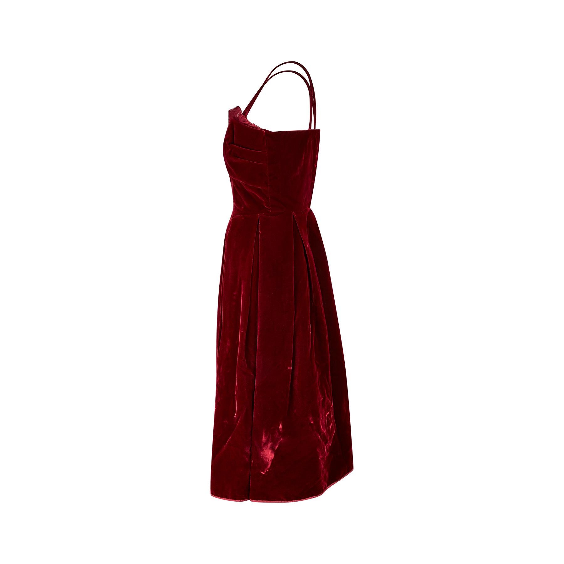 deep red velvet dress
