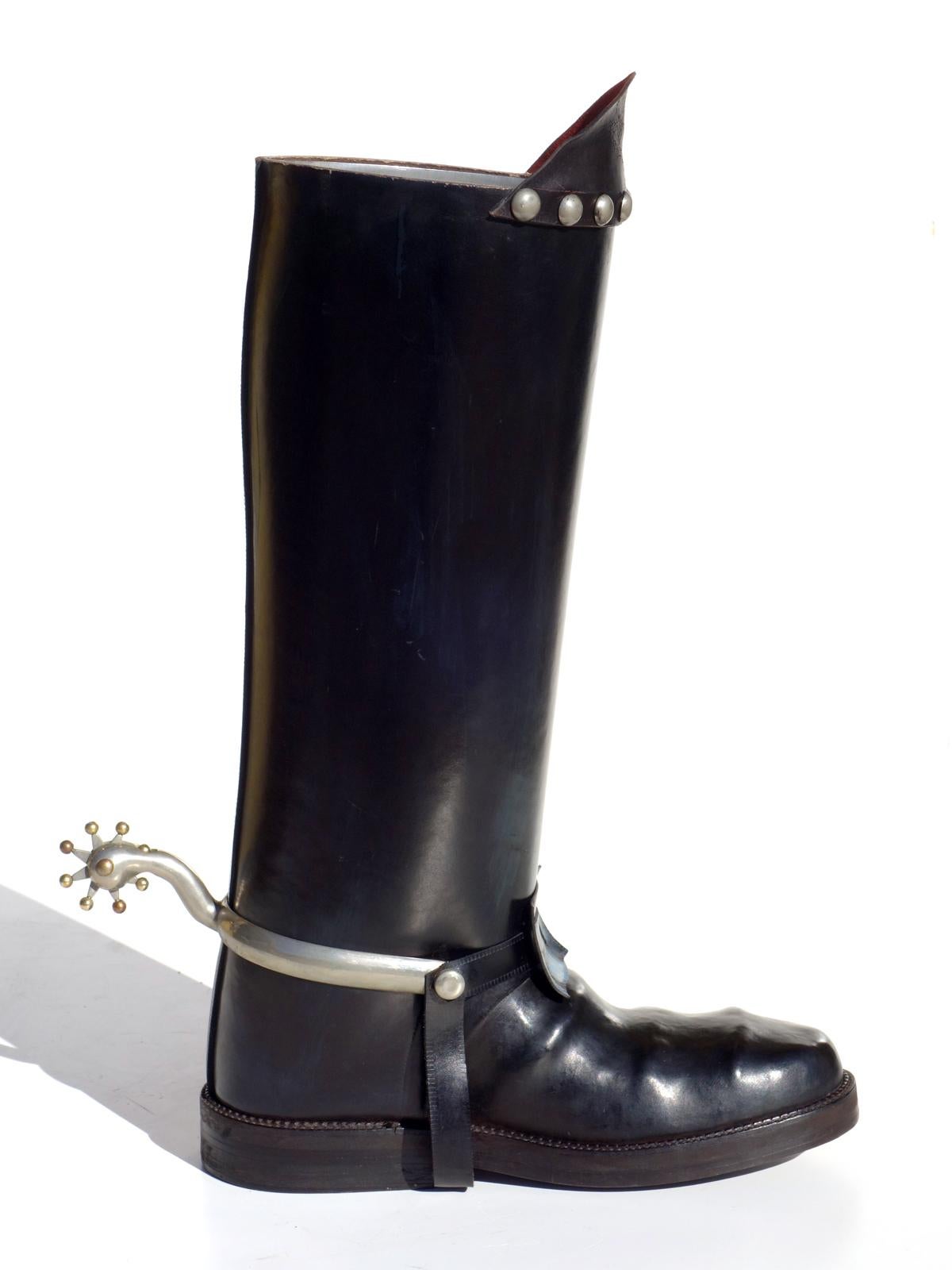 Italian 1950s Cowboy Boots Leather Umbrella Stand For Sale