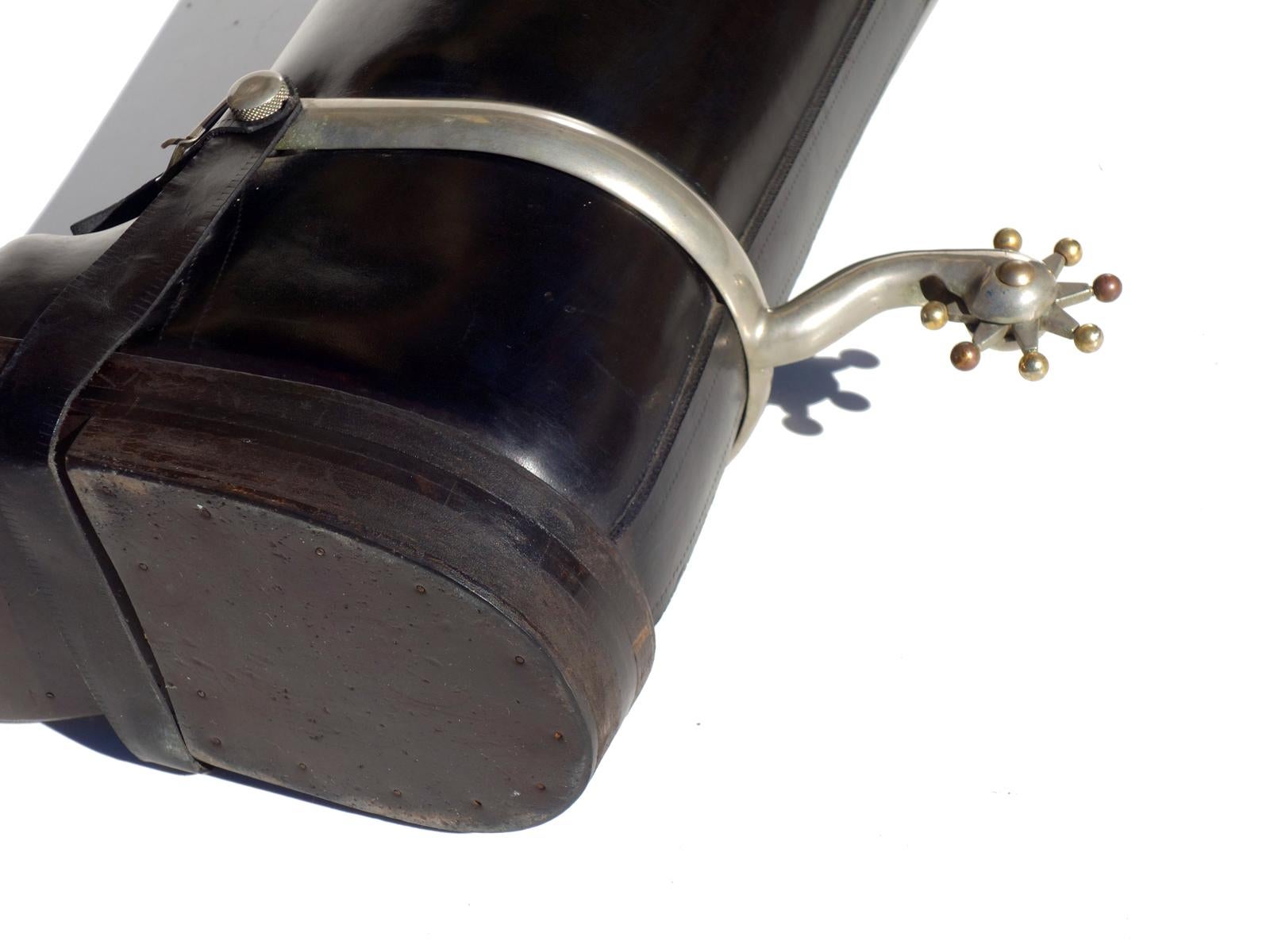 Metal 1950s Cowboy Boots Leather Umbrella Stand For Sale