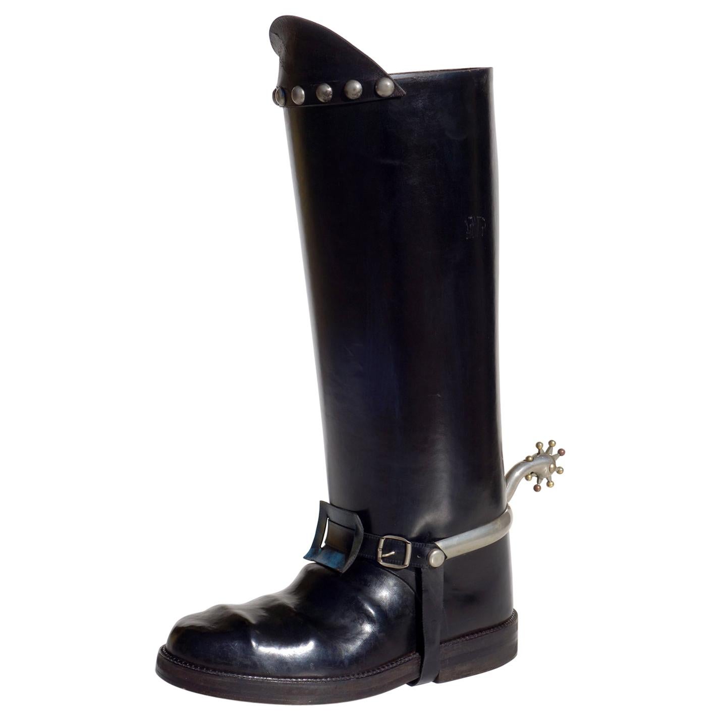1950s Cowboy Boots Leather Umbrella Stand For Sale