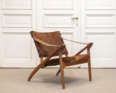 1950s , Cowhide Upholstered Folding Chair Made In Sweden