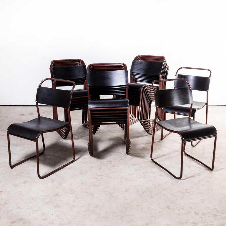 1950's COX Tubular Blood Red Metal Dining Chairs, Good Quantity