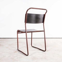 1950's COX Tubular Blood Red Metal Dining Chairs, Set of Four