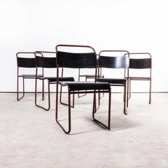 1950's COX Tubular Blood Red Metal Dining Chairs, Set of Six