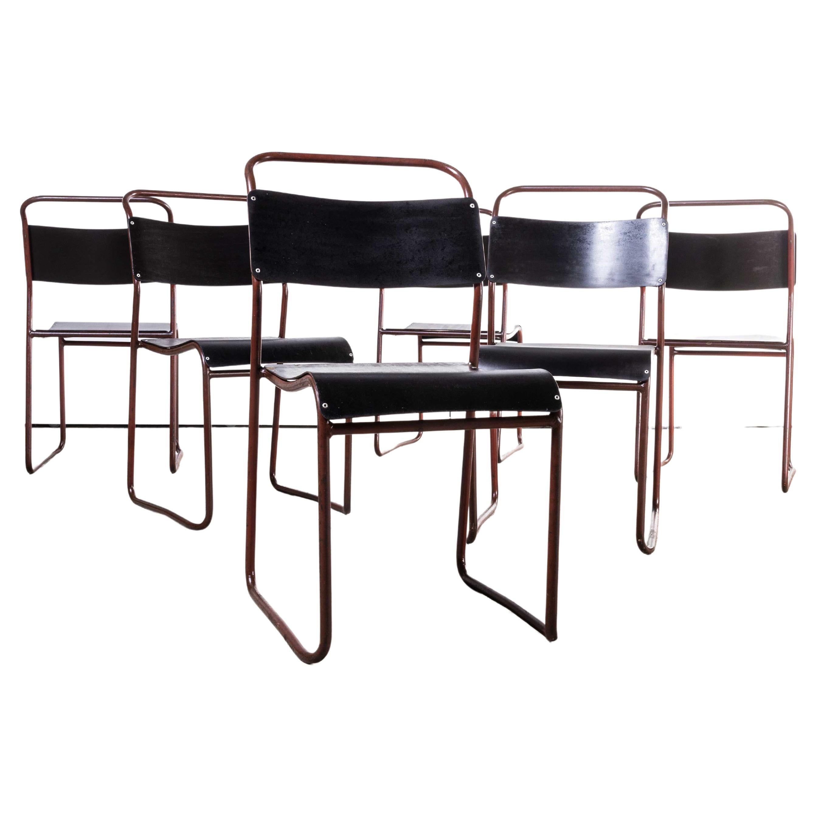 1950's Cox Tubular Red Metal Dining Chairs Set Of Six For Sale at 1stDibs