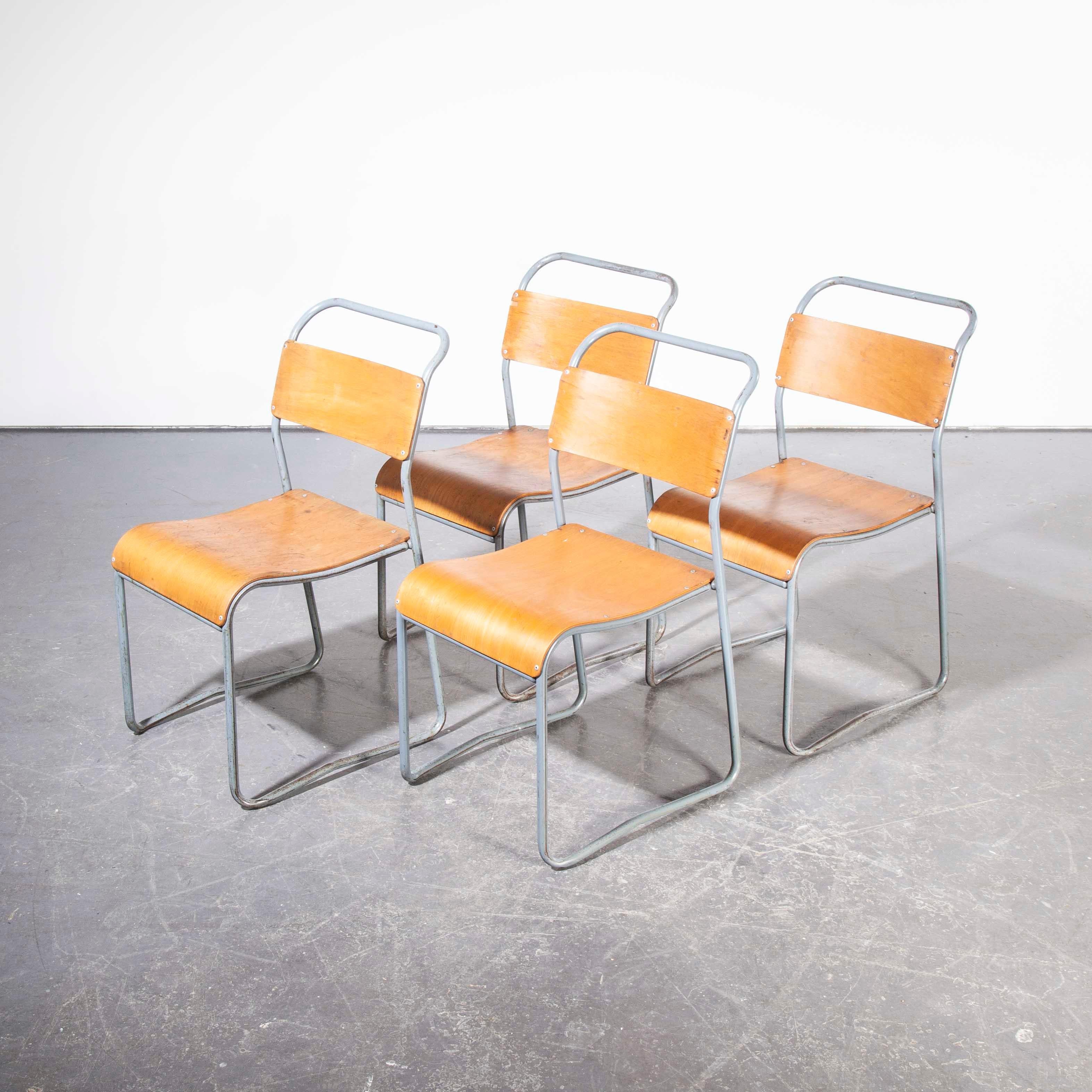 Mid-20th Century 1950s COX Tubular Metal Dining Chairs, Set of Four