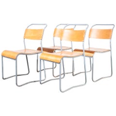 1950er COX Esszimmerstühle aus Metall, Satz mit vier Stühlen
