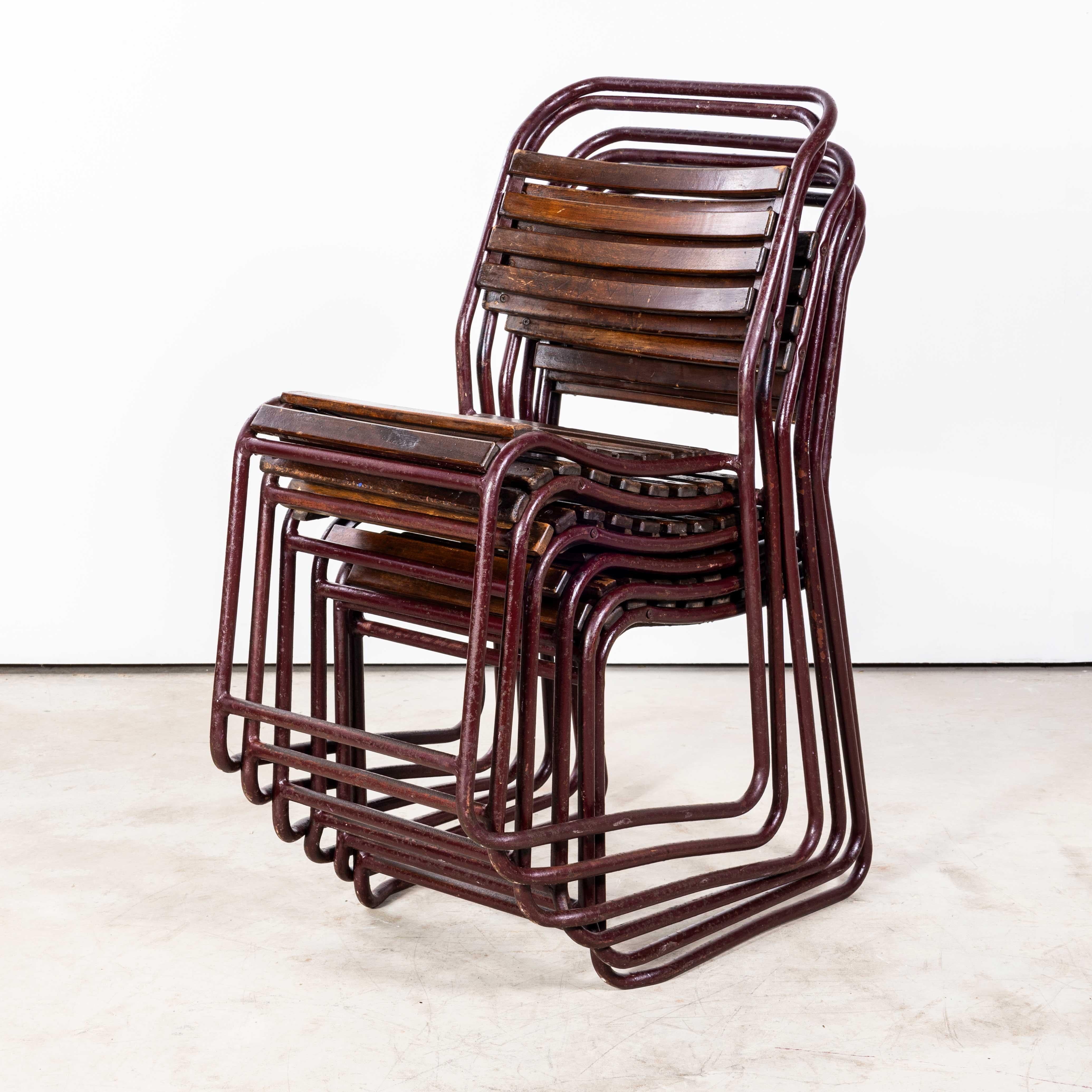 Mid-20th Century 1950's Cox Tubular Metal Slatted Dining Chairs - Good Quantity Available