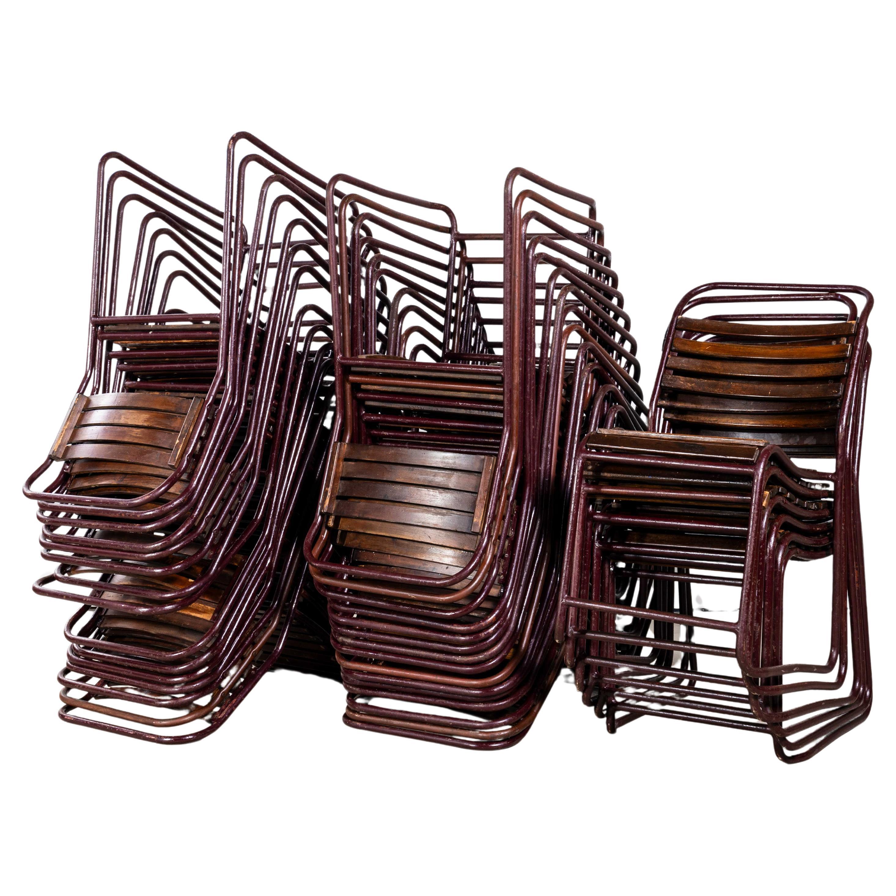 1950's Cox Tubular Metal Slatted Dining Chairs - Good Quantity Available For Sale