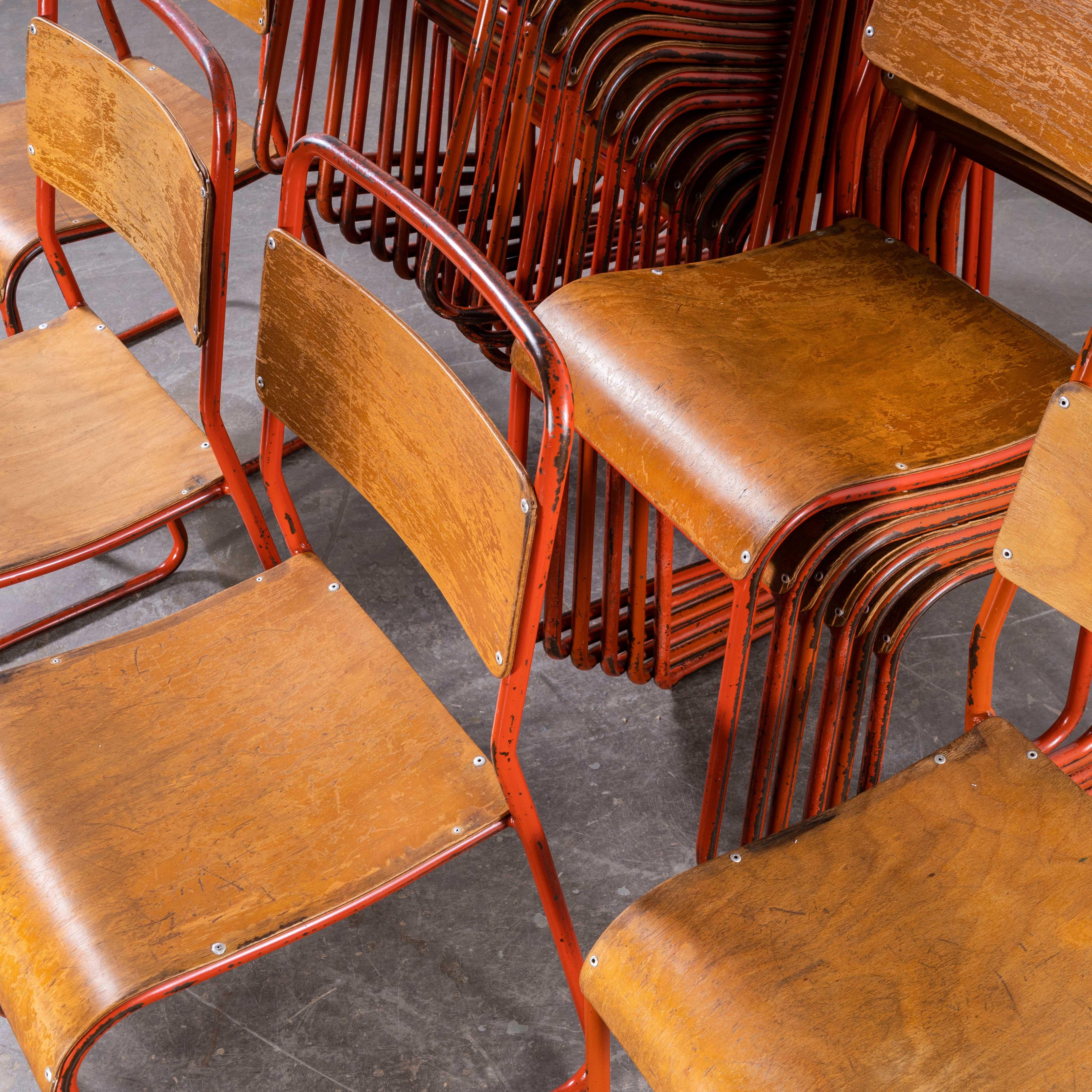 1950's Cox Tubular Red Metal Dining Chairs - Good Quantities Available For Sale 1