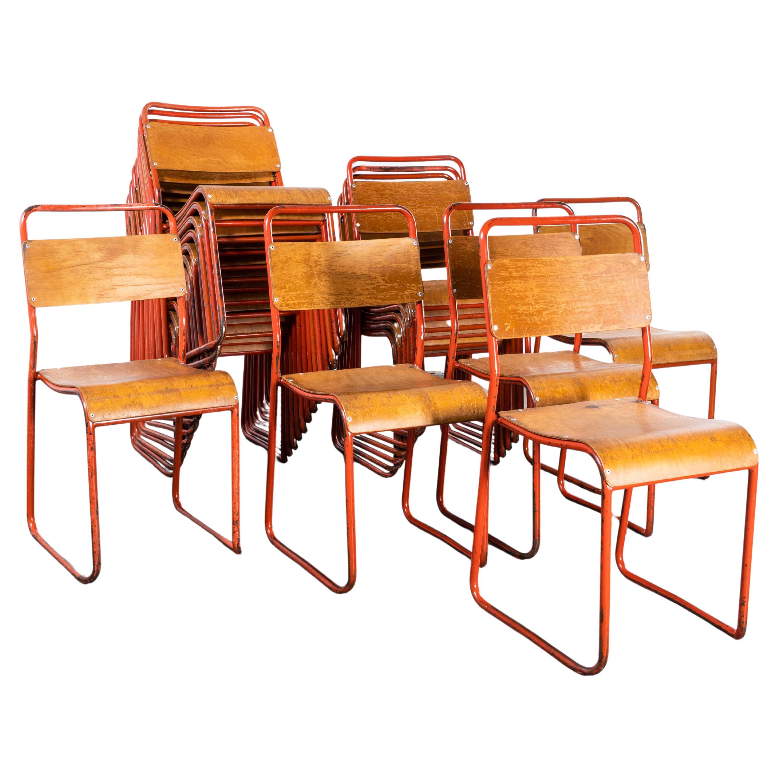 Chaises de salle à manger en métal rouge tubulaire Cox des années 1950 - Bons quantités disponibles