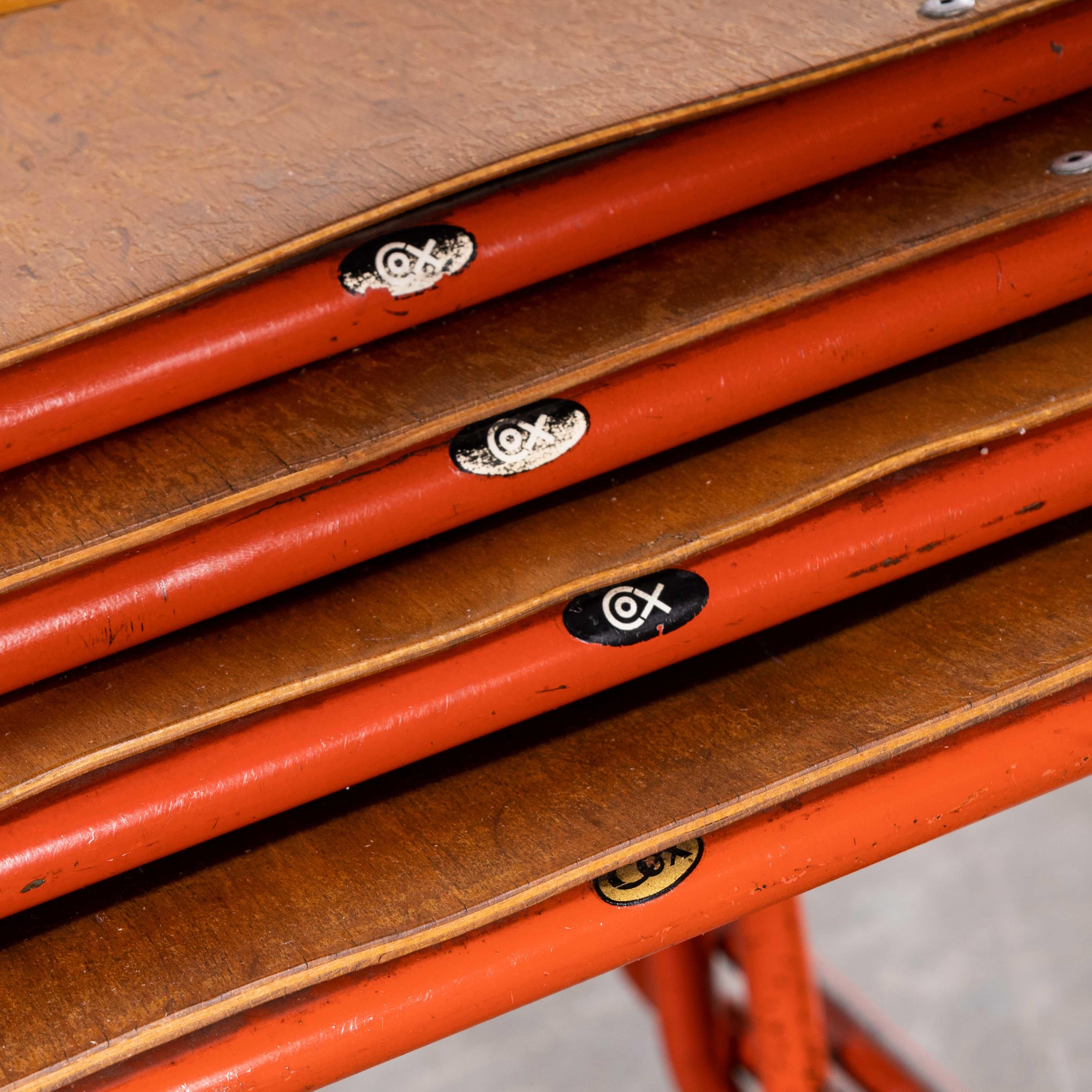 1950's Cox Tubular Red Metal Dining Chairs, Set of Four 1