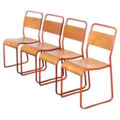 1950's Cox Tubular Red Metal Dining Chairs, Set of Four