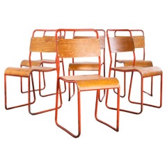 Chaises de salle à manger Cox en métal rouge tubulaire des années 1950 - lot de six