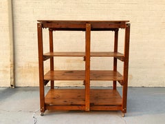 1950s Craftsman Wood Rolling Rack on Casters, Handmade