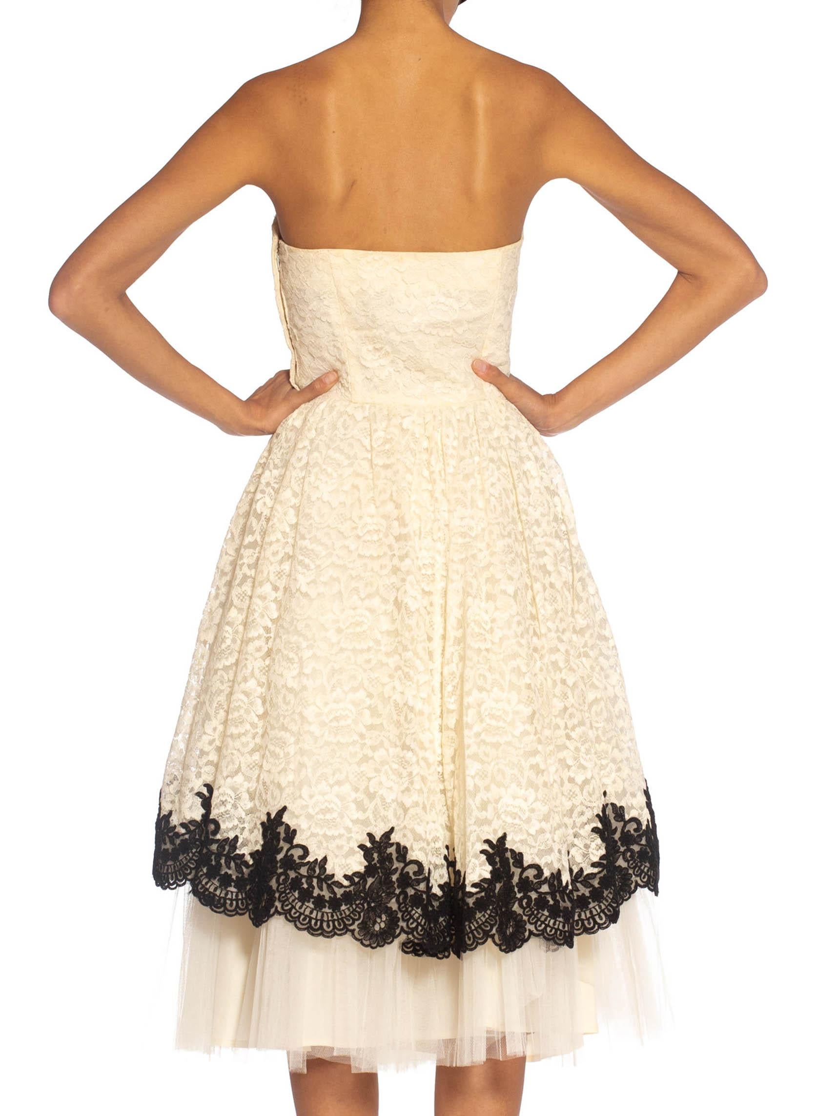 cream dress with black lace