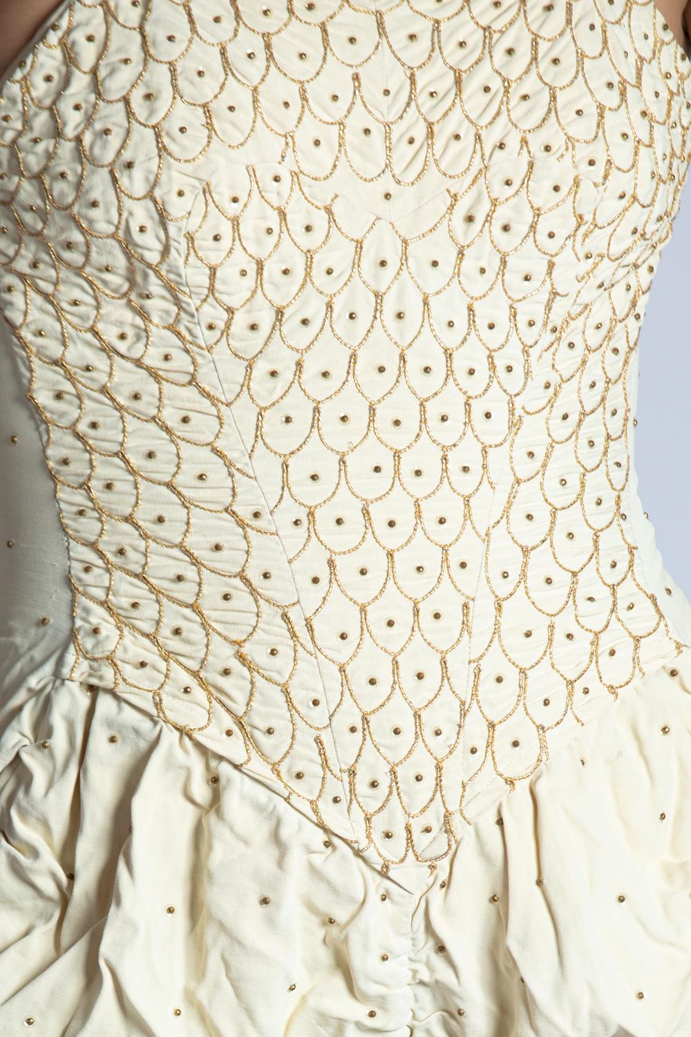1950S Cream & Gold Rose Marie Reid Limited Edition Sun Suit Swimsuit Beaded Wit 2