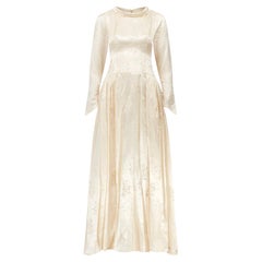 Robe de mariée des années 1950 en jacquard crème à fleurs