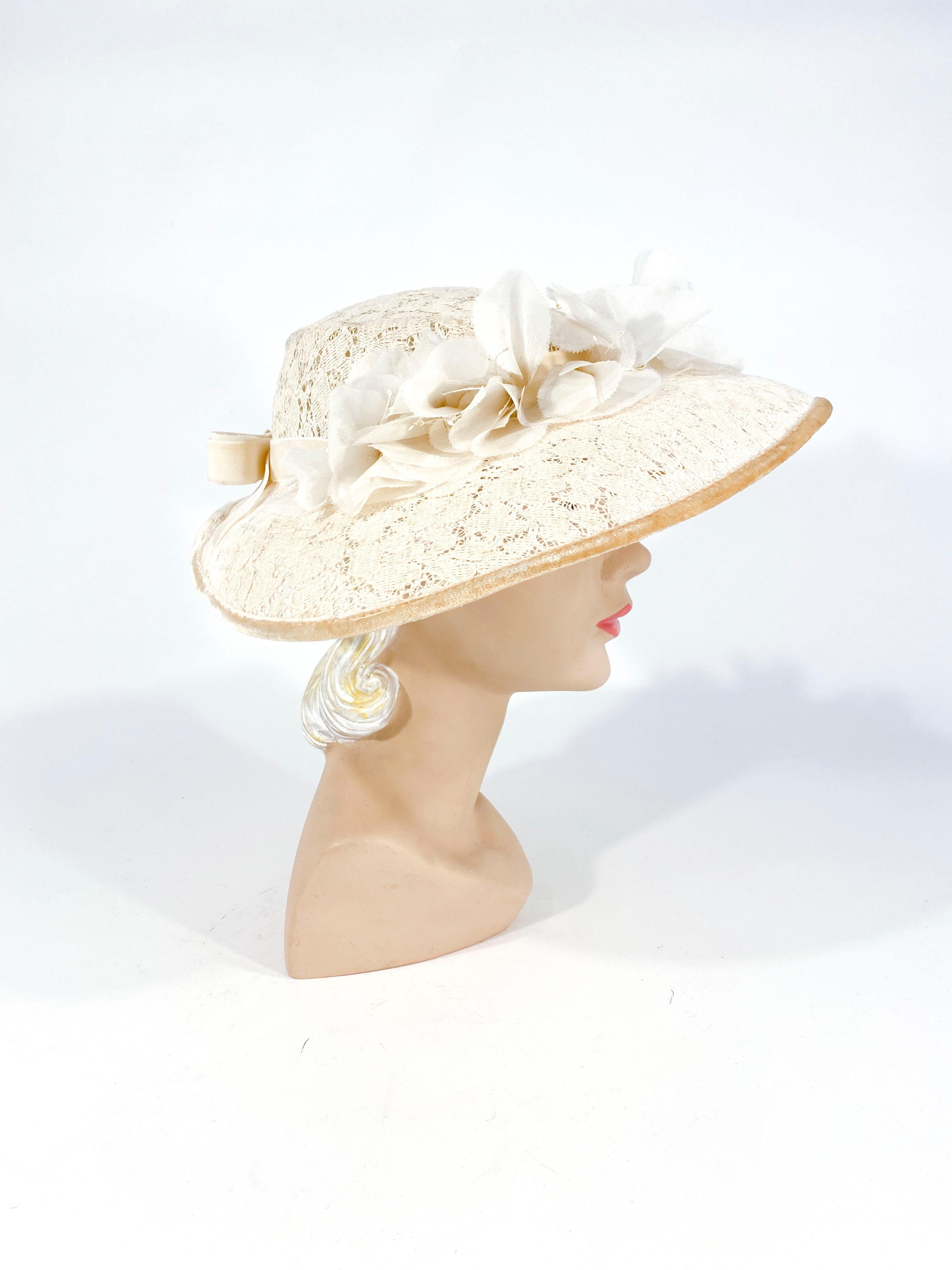 1950s Cream Lace Picture Hat For Sale at 1stDibs | picture hat 1950s