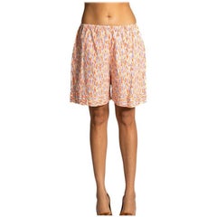 Vintage 1950S Cream With Orange And Purple Cotton Blend Shorts