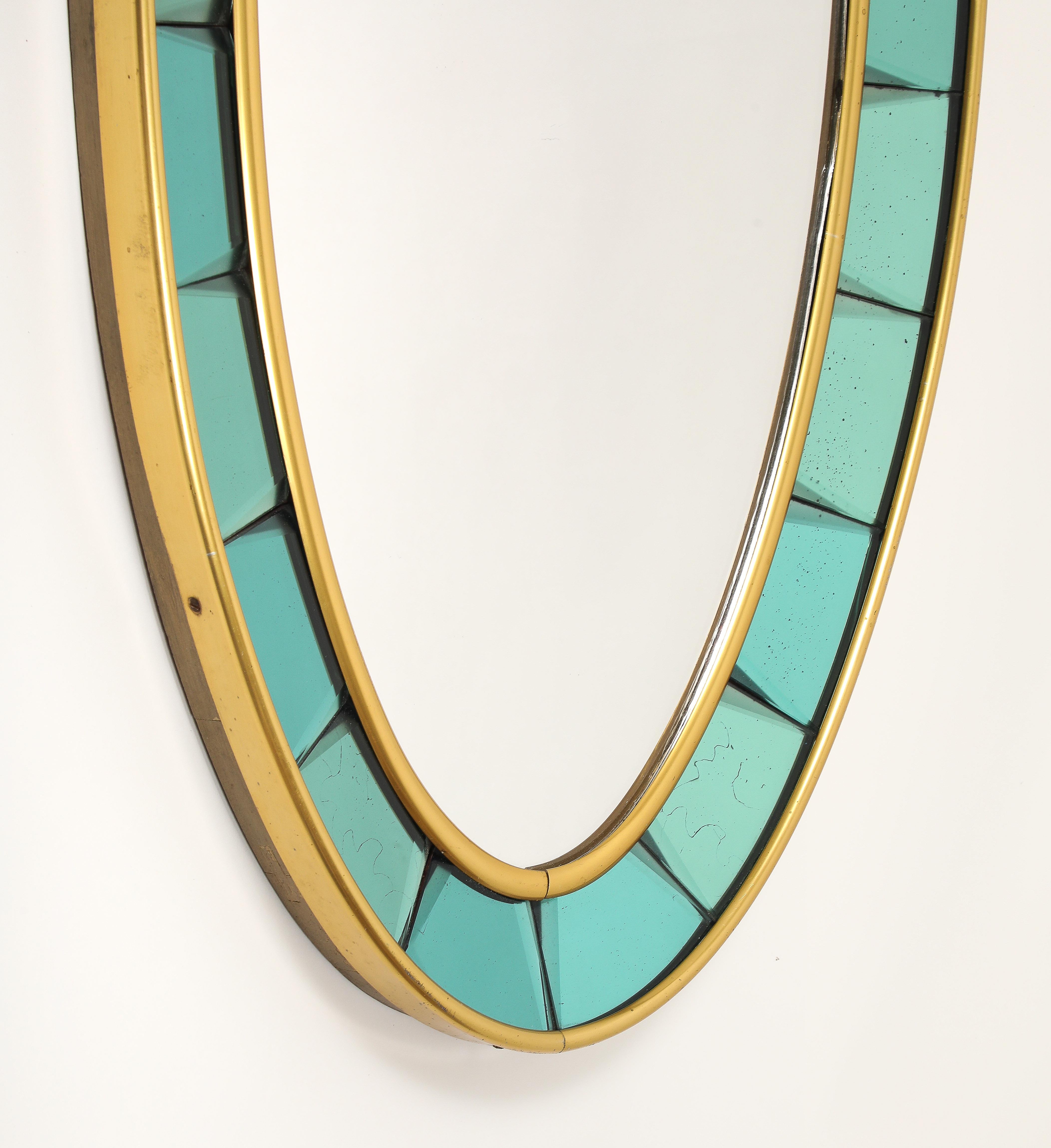 1950er Cristal Art Oval Gold Hand-Cut abgeschrägte Glasspiegel Model No. 2727 im Angebot 4