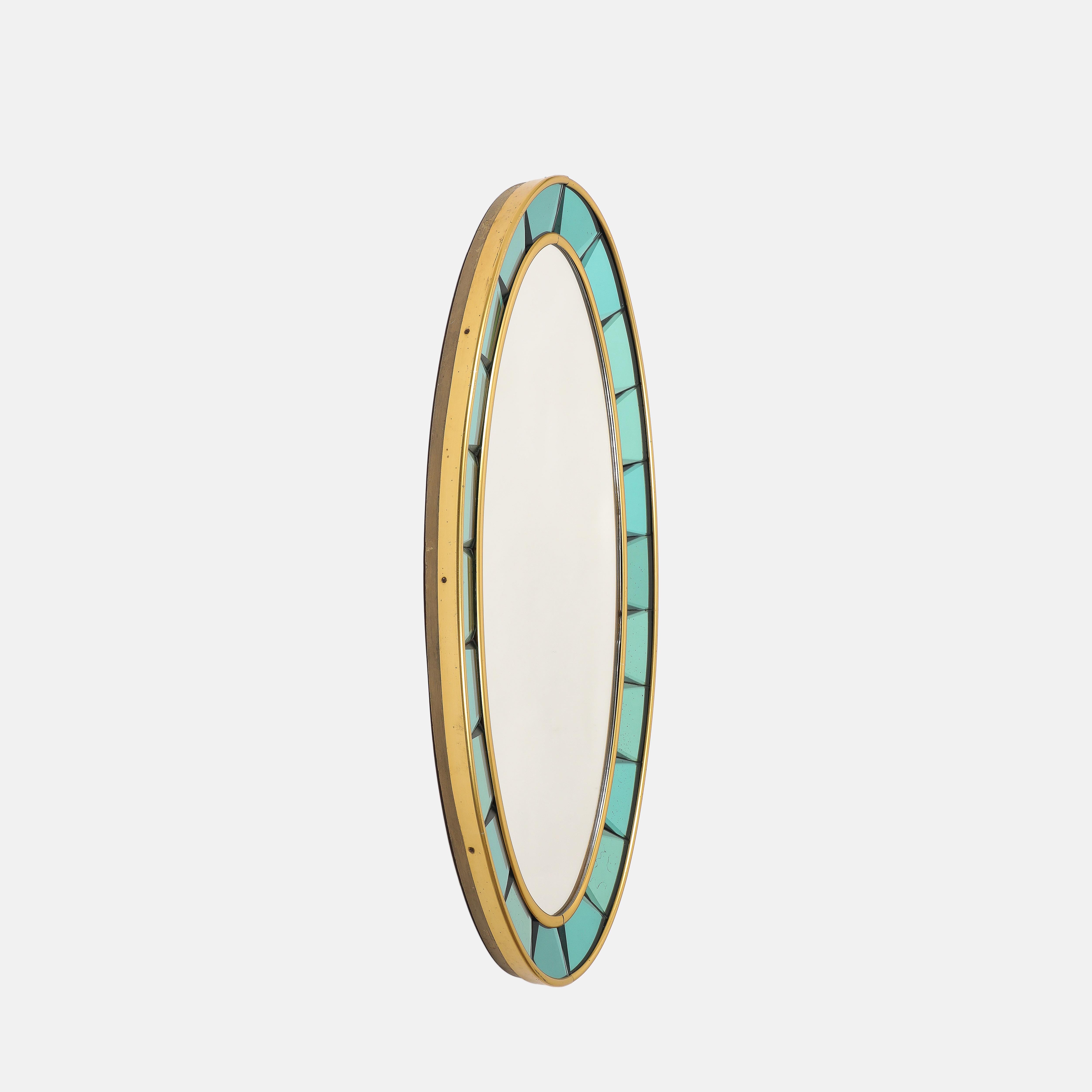 1950er Cristal Art Oval Gold Hand-Cut abgeschrägte Glasspiegel Model No. 2727 (Moderne der Mitte des Jahrhunderts) im Angebot