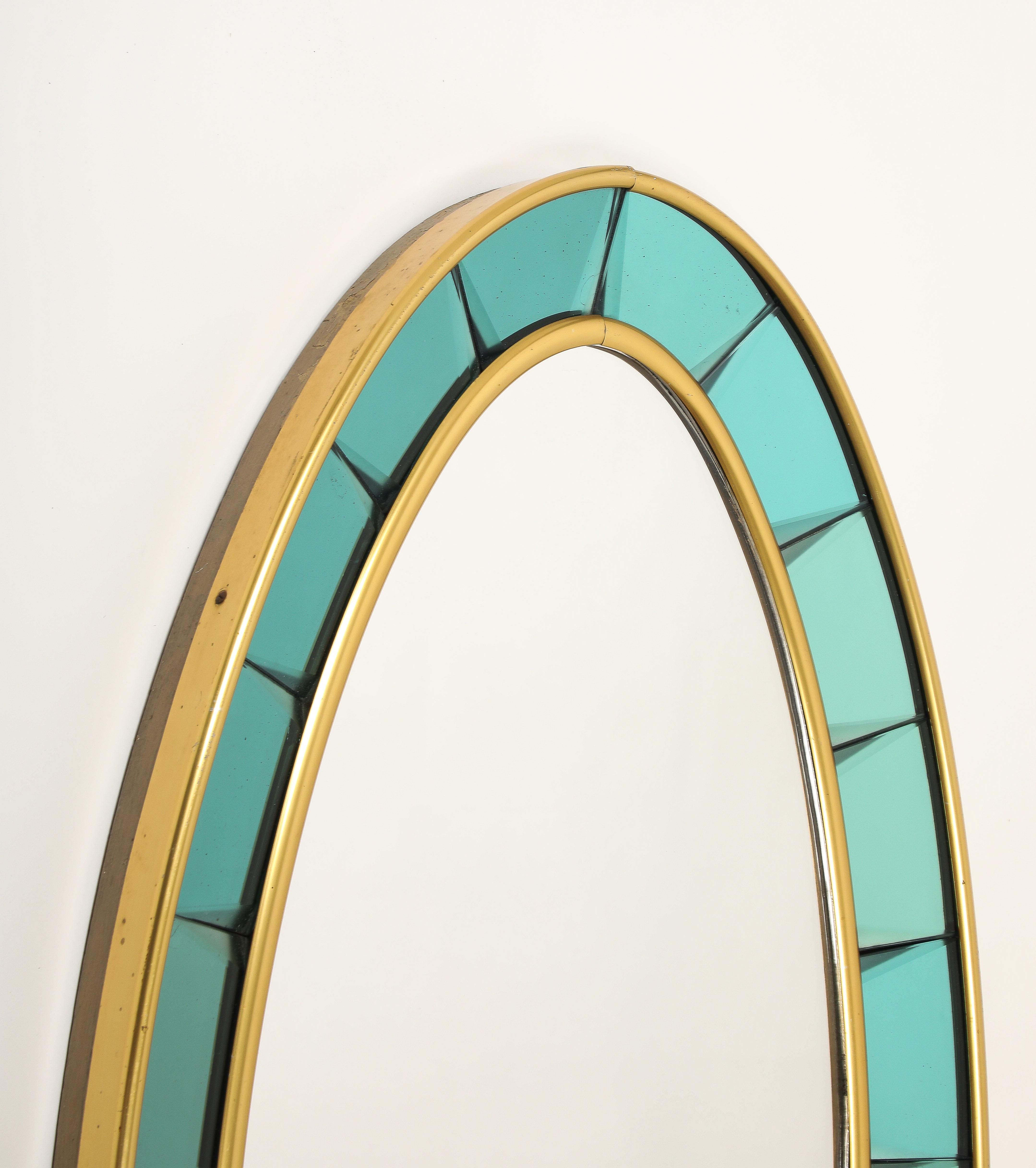 1950er Cristal Art Oval Gold Hand-Cut abgeschrägte Glasspiegel Model No. 2727 (Abgeschrägt) im Angebot