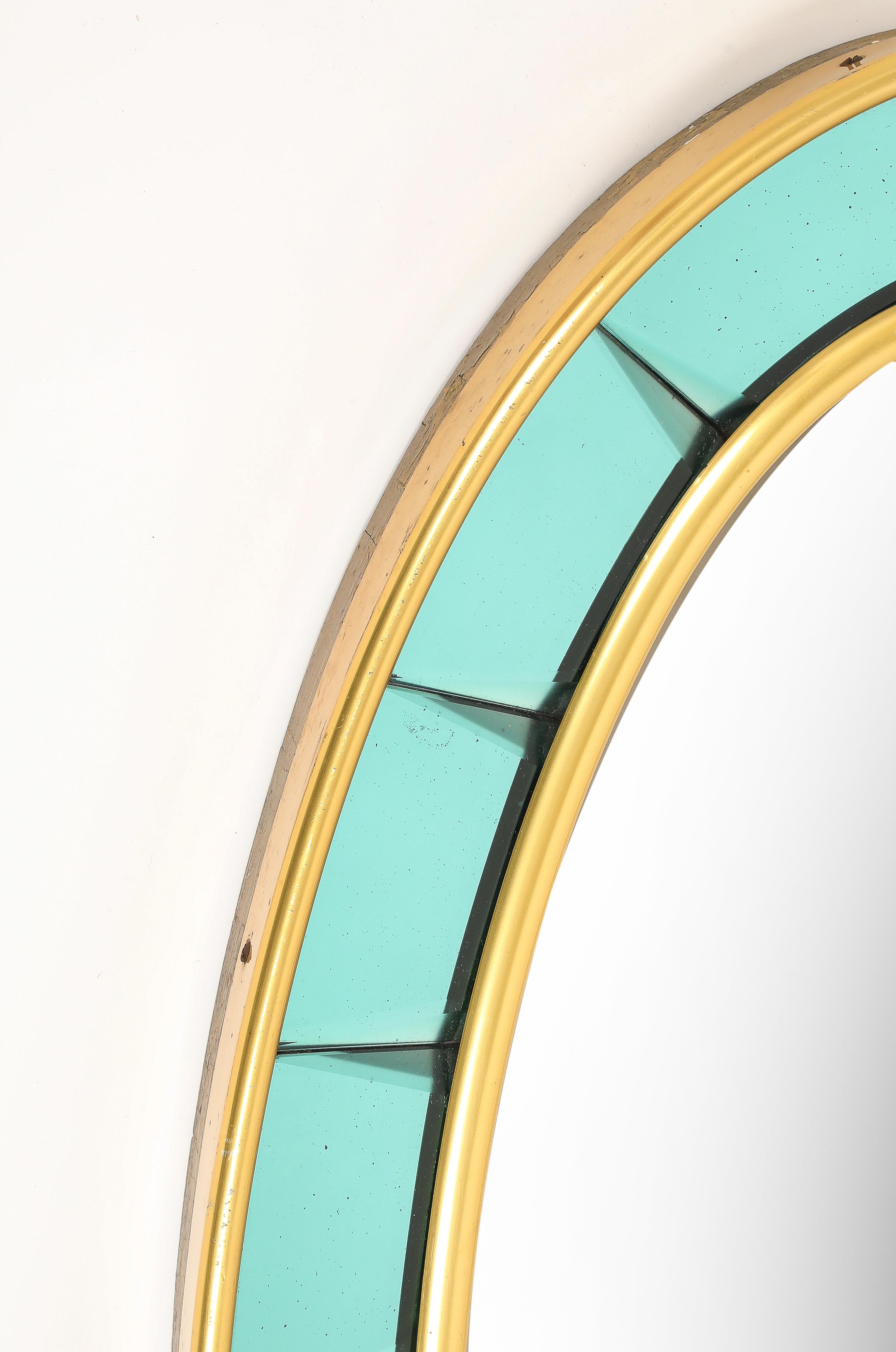 1950er Cristal Art Oval Gold Hand-Cut abgeschrägte Glasspiegel Model No. 2727 im Zustand „Gut“ im Angebot in New York, NY