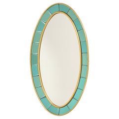 1950s Cristal Art Oval Gold Hand-Cut Beveled Glass Mirror Model 2727