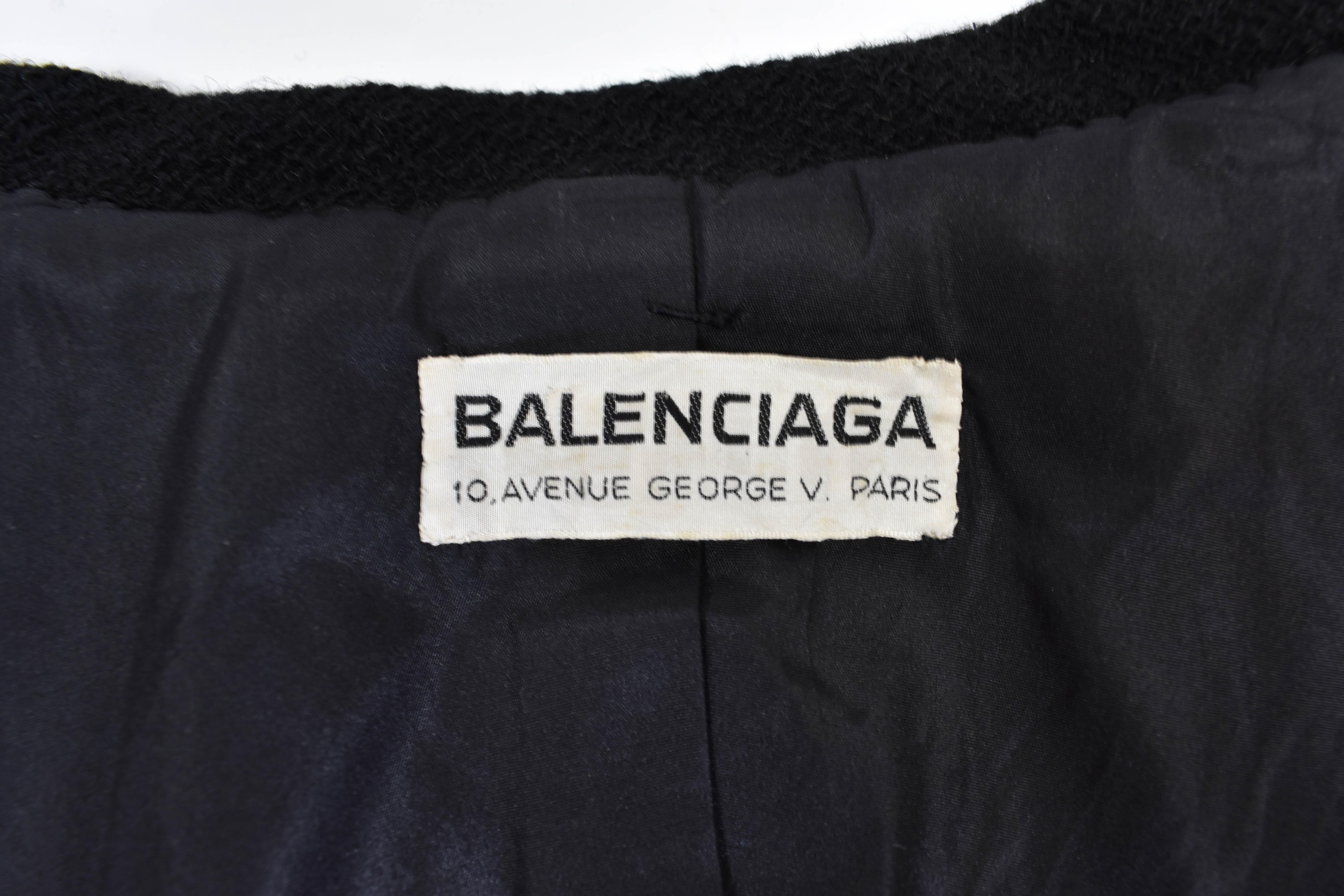 1950s Cristóbal Balenciaga Haute Couture Black Cape with Sleeves, Numbered 62289 3