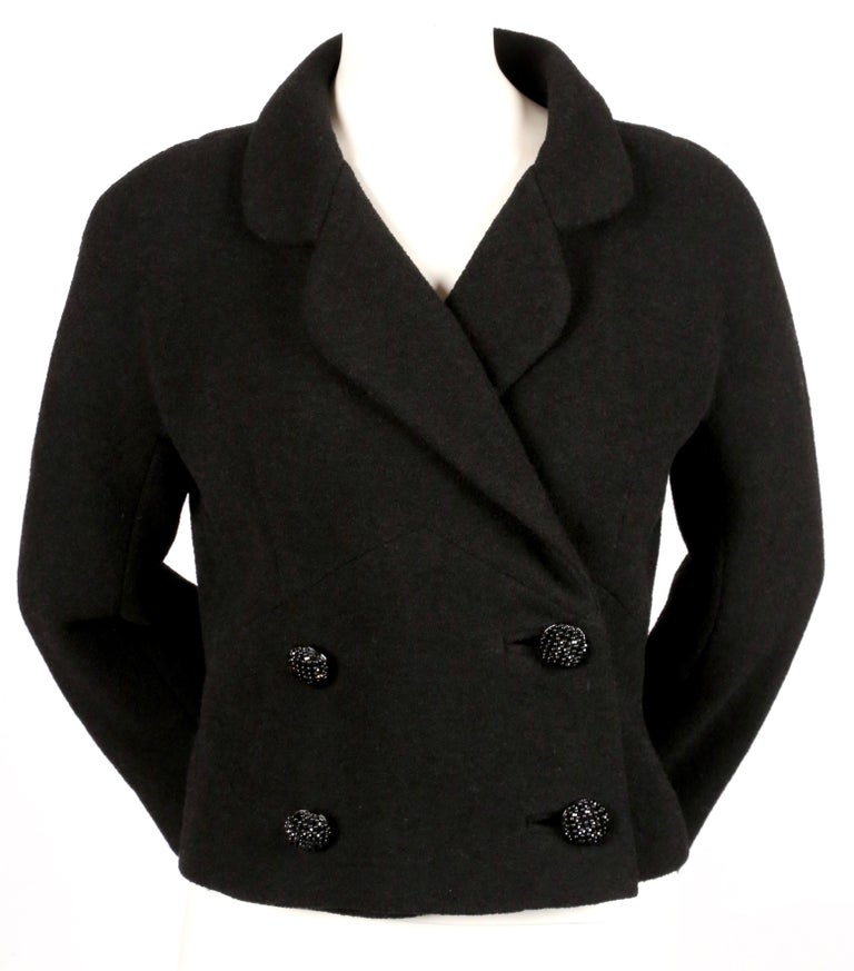 1950's CRISTOBAL BALENCIAGA haute couture black jacket with large 