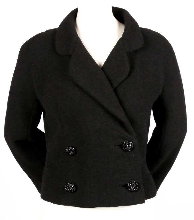 1950's CRISTOBAL BALENCIAGA haute couture black jacket with large buttons  at 1stDibs | balenciaga buttons