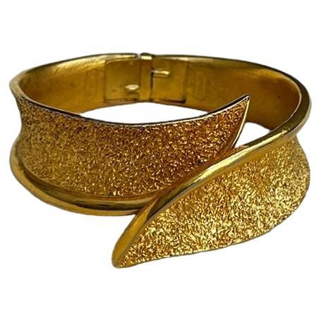 Crown Trifari Gold Clamper Bracelet, Circa 1950s For Sale
