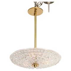 1950's Crystal and Brass Chandelier by Carl Fagerlund for Orrefors