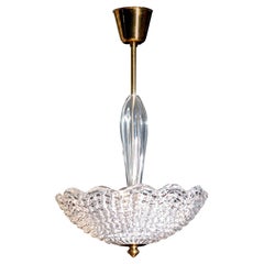 Vintage 1950s Crystal Bowl Shaped Chandelier Designed by Carl Fagerlund for Orrefors