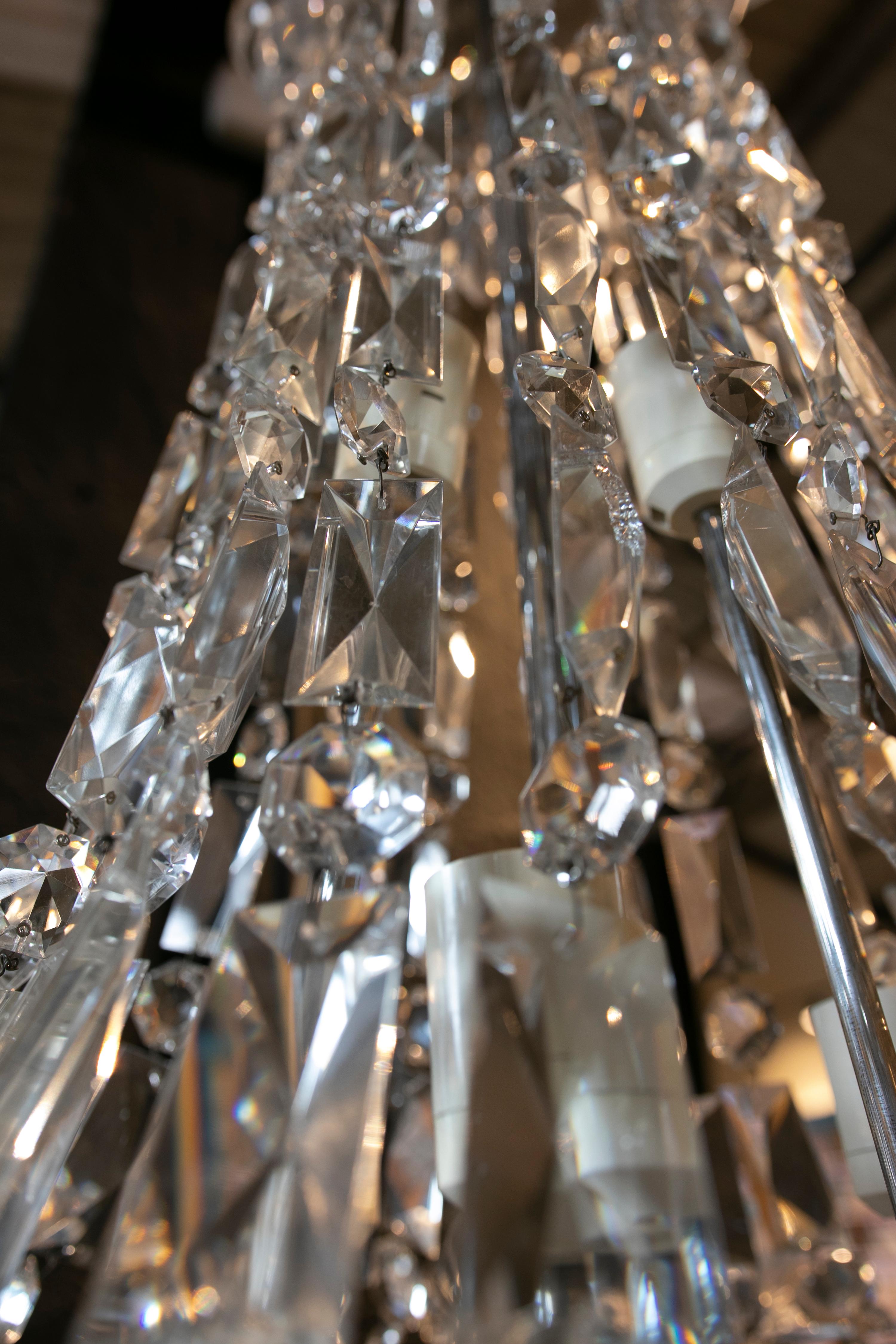 1950s Crystal Ceiling Lamp For Sale 4