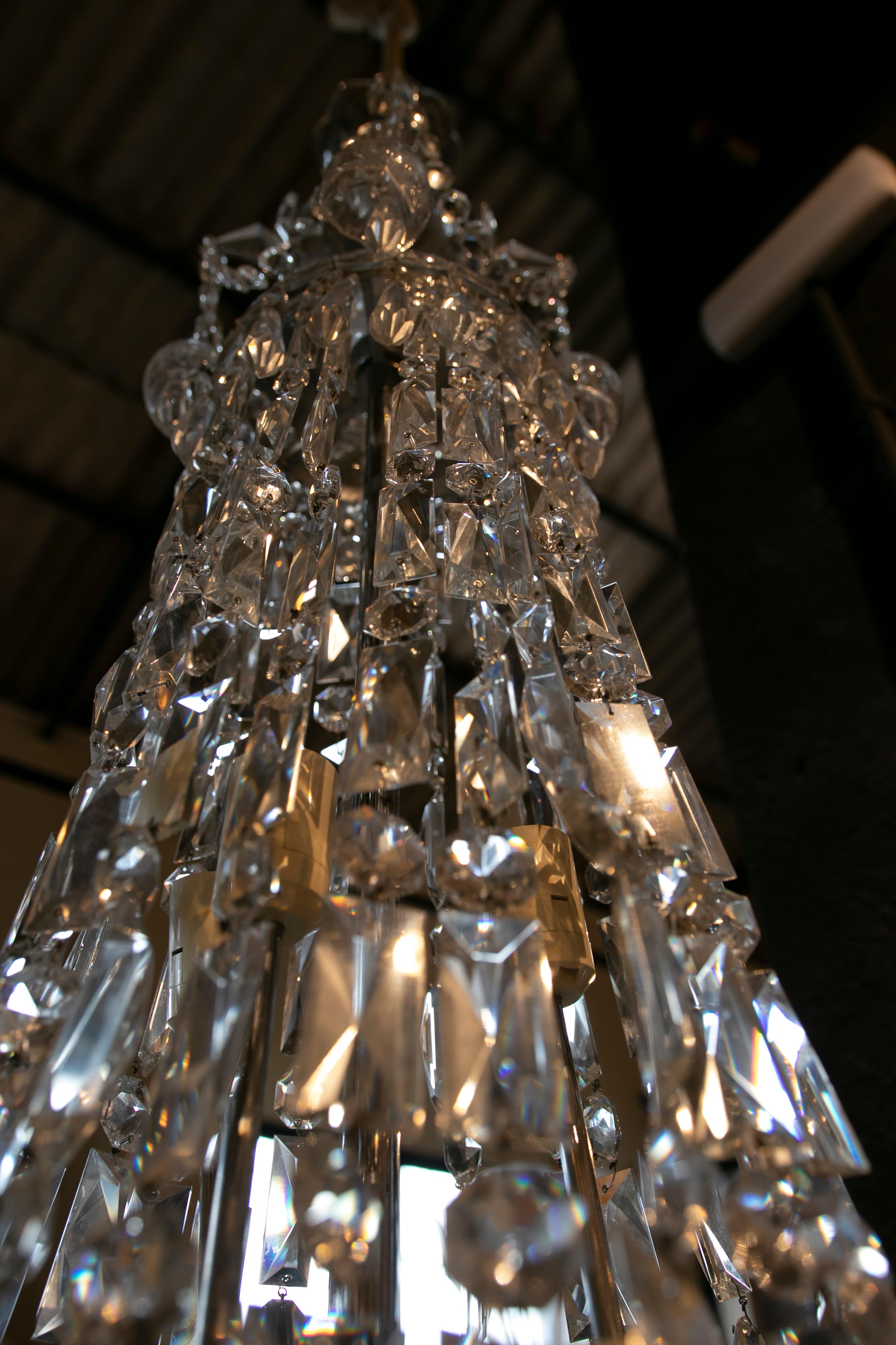 1950s Crystal Ceiling Lamp For Sale 5