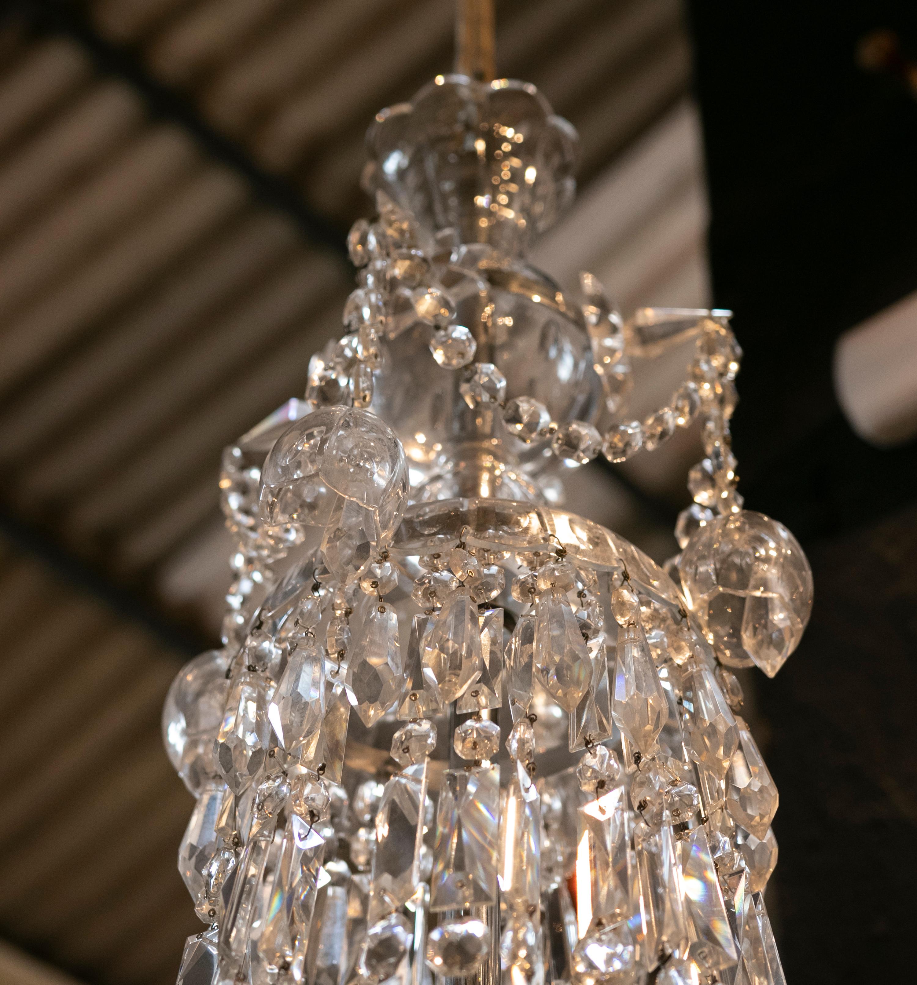 1950s Crystal Ceiling Lamp For Sale 6