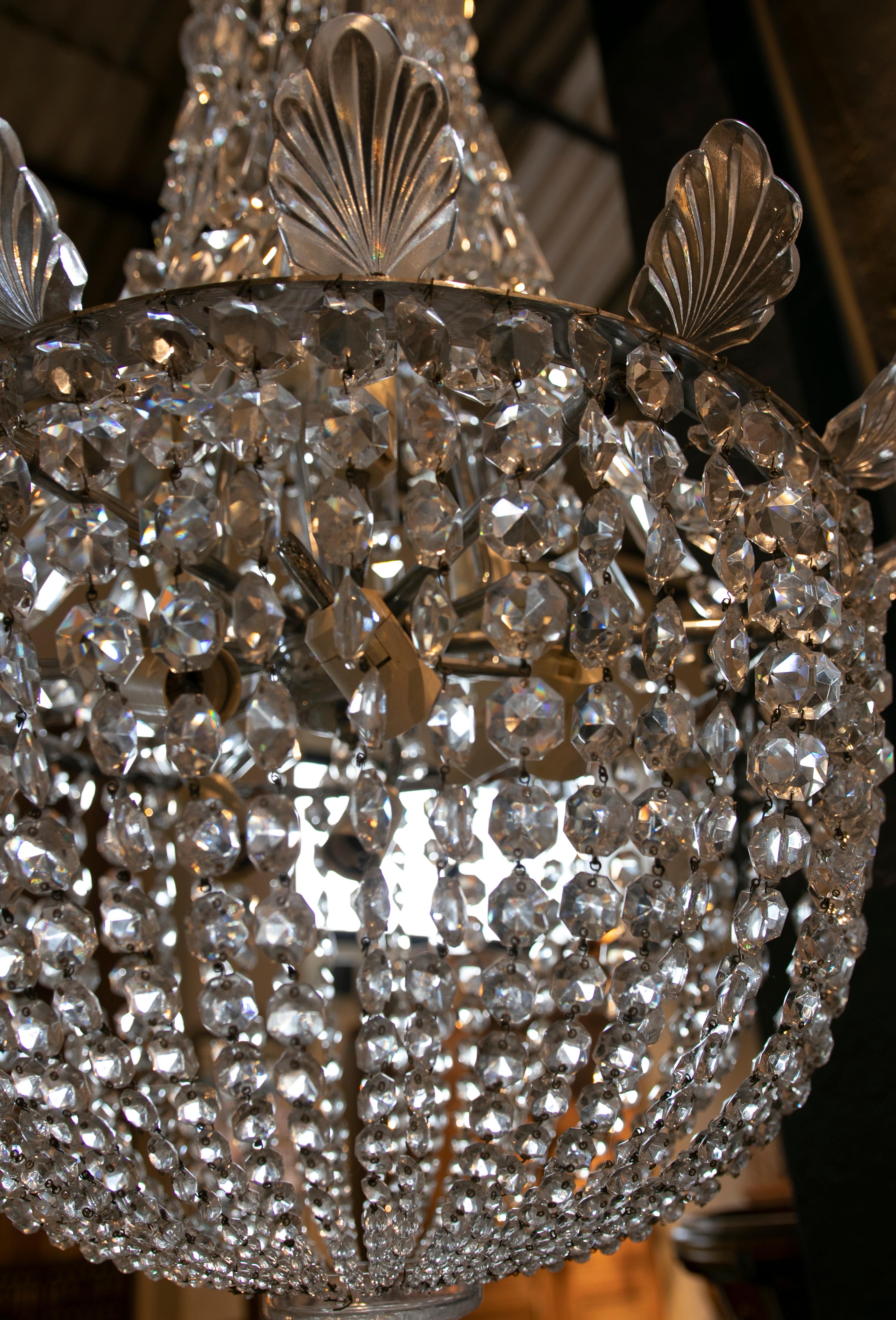 1950s Crystal Ceiling Lamp For Sale 7