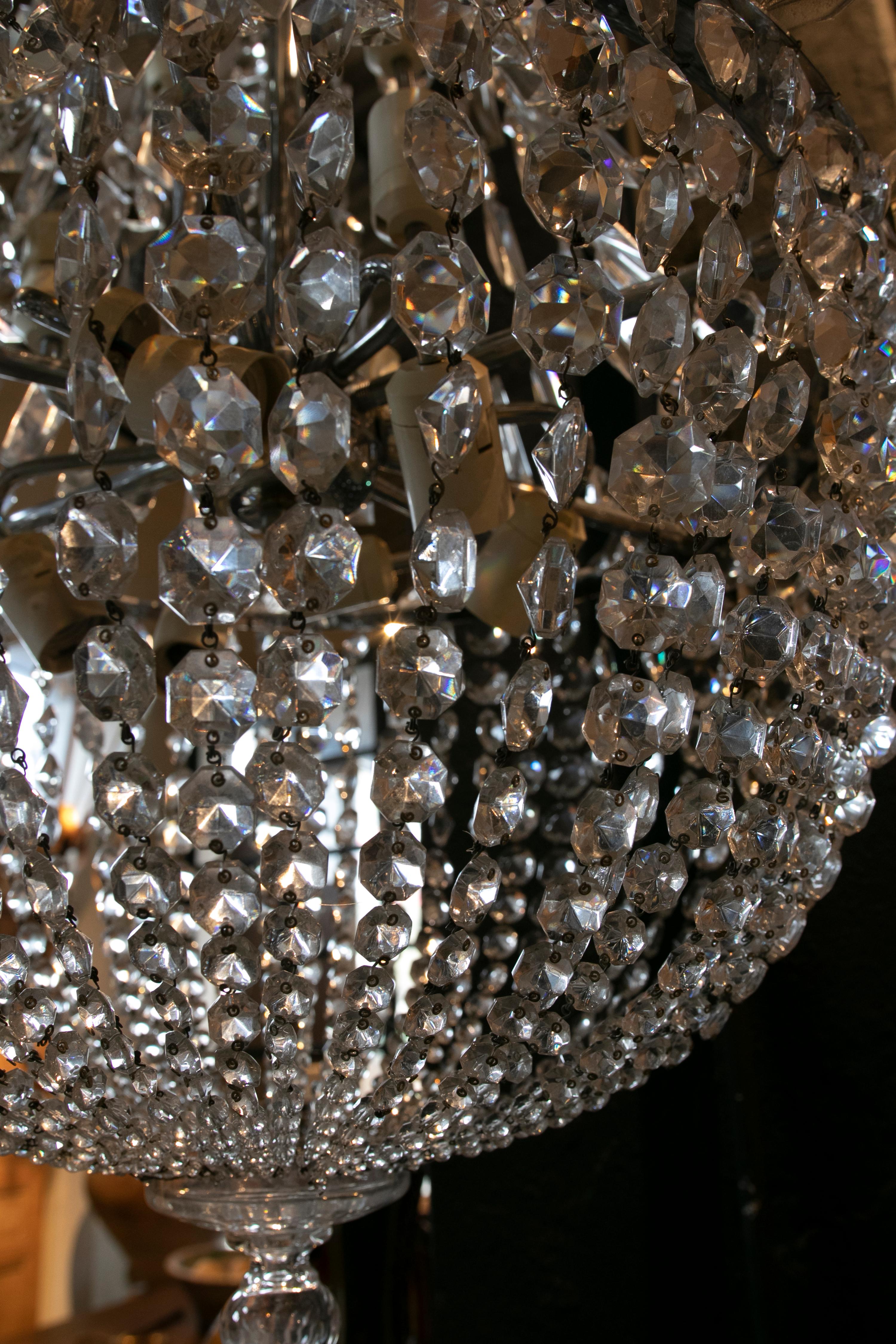 1950s Crystal Ceiling Lamp In Good Condition For Sale In Marbella, ES