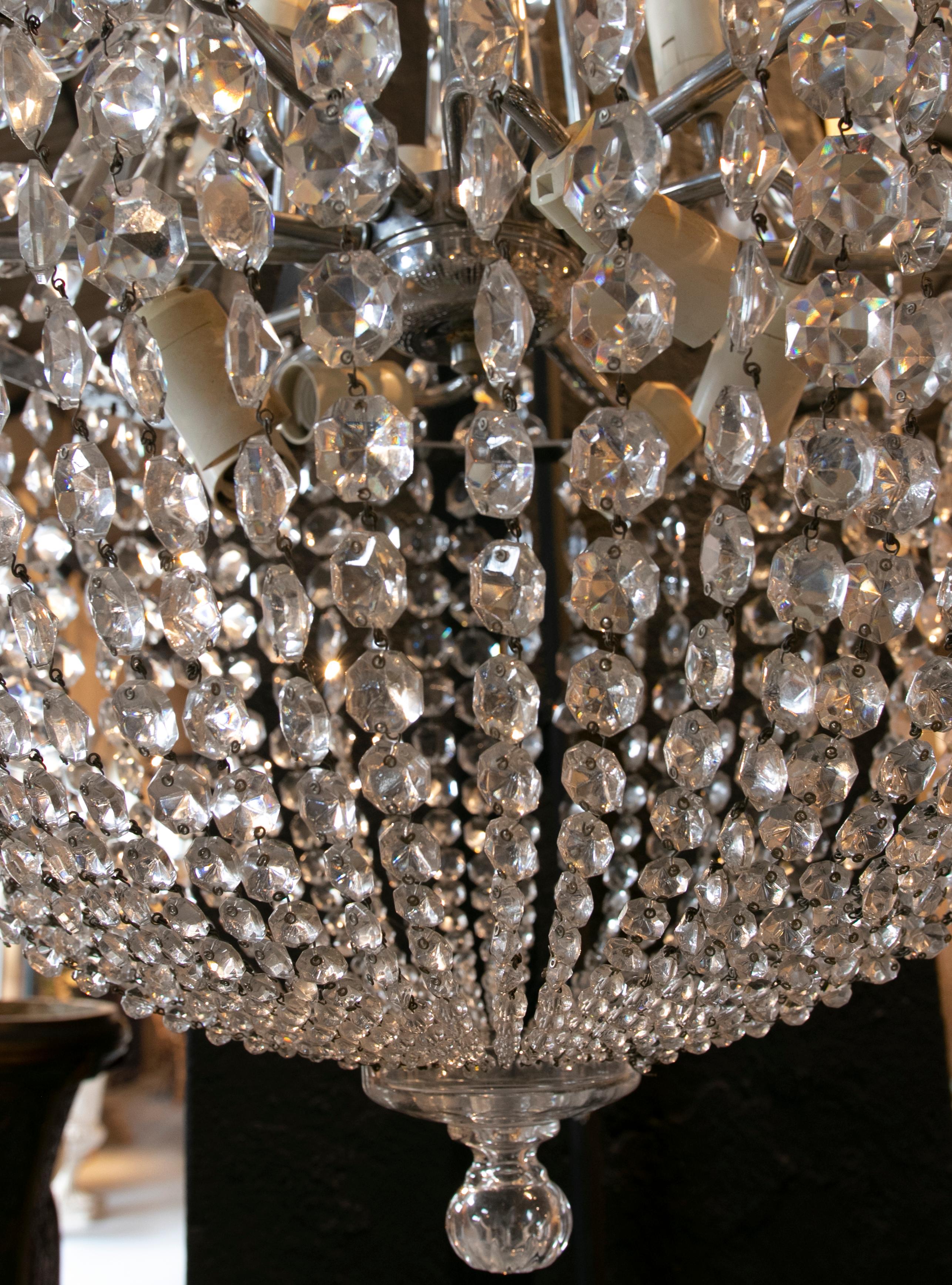 Art Glass 1950s Crystal Ceiling Lamp For Sale