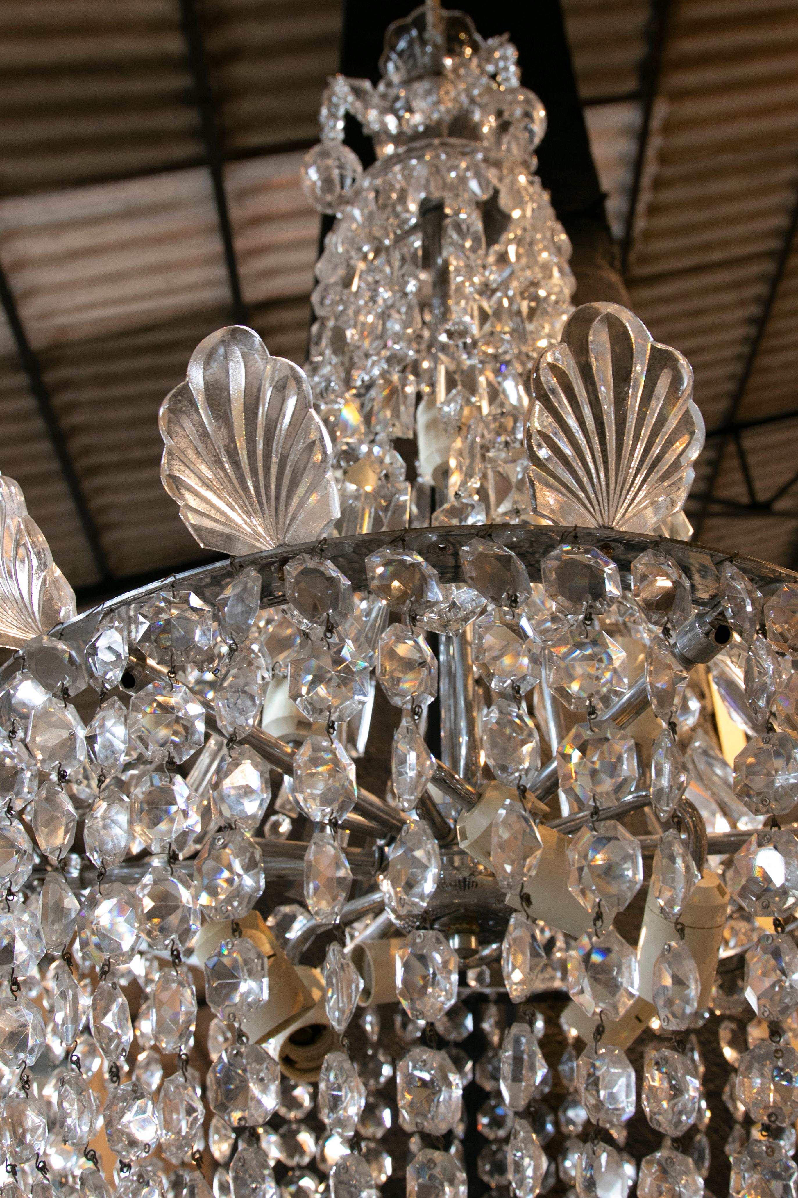 1950s Crystal Ceiling Lamp For Sale 1
