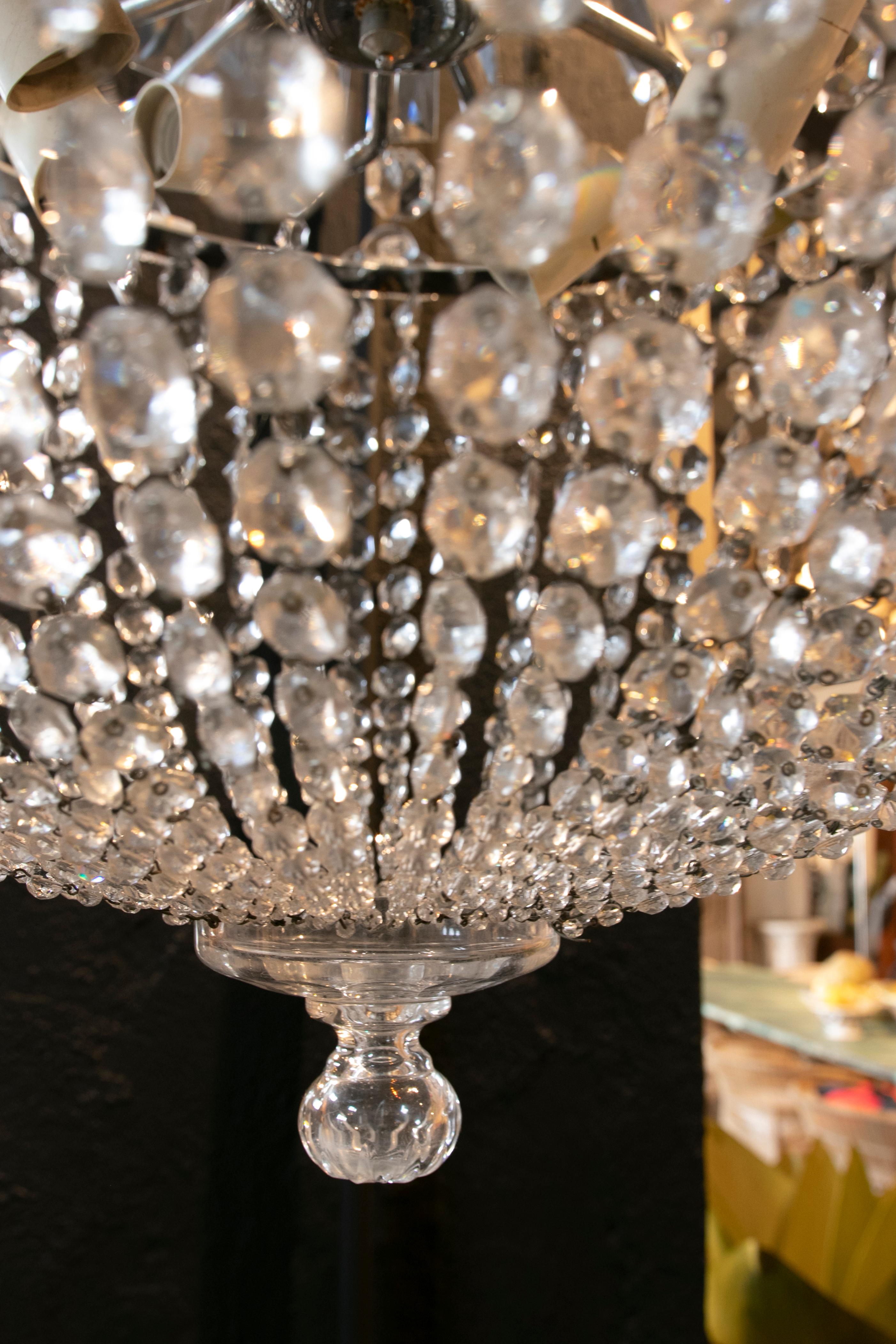 1950s Crystal Ceiling Lamp For Sale 2