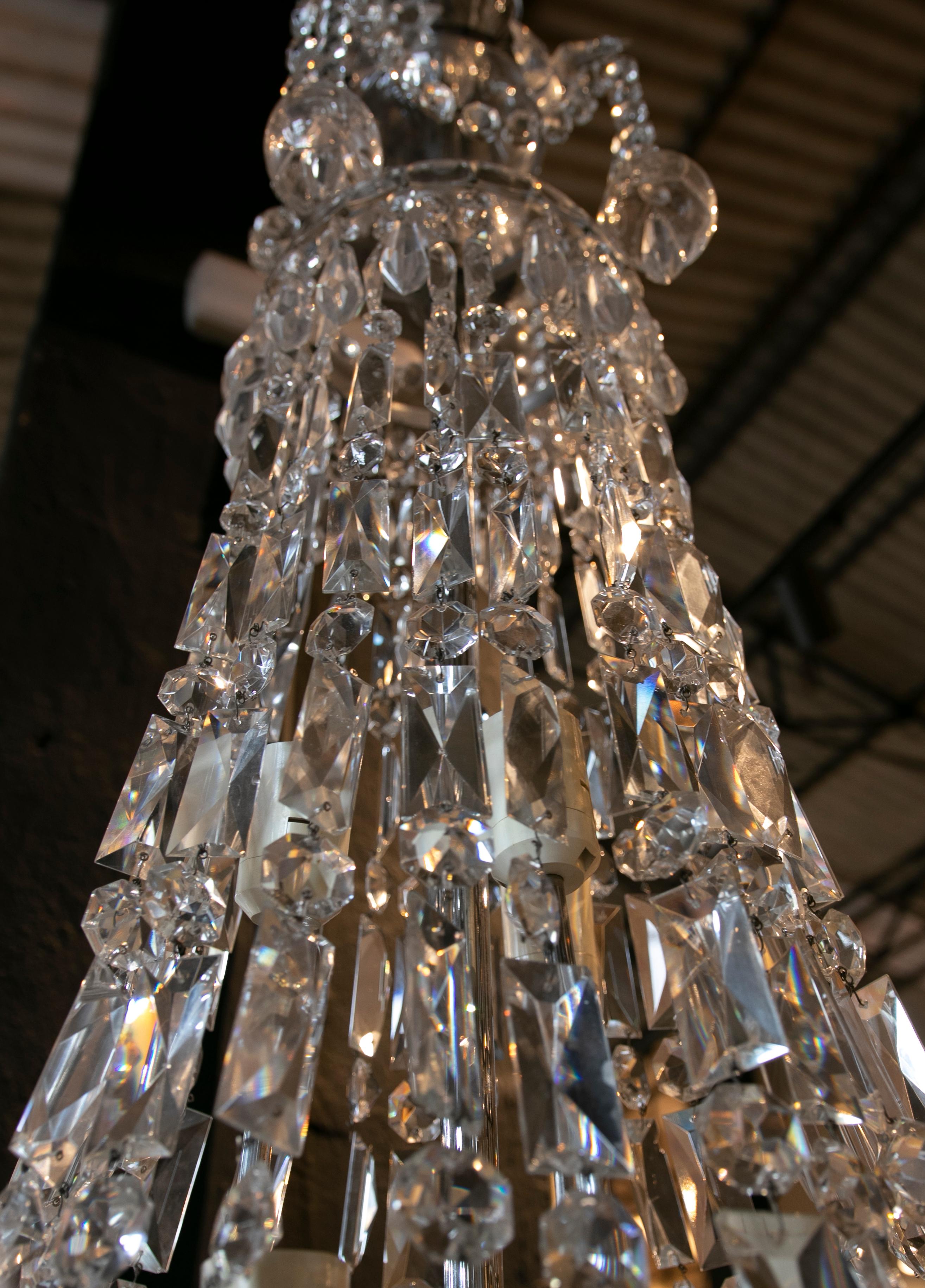 1950s Crystal Ceiling Lamp For Sale 3