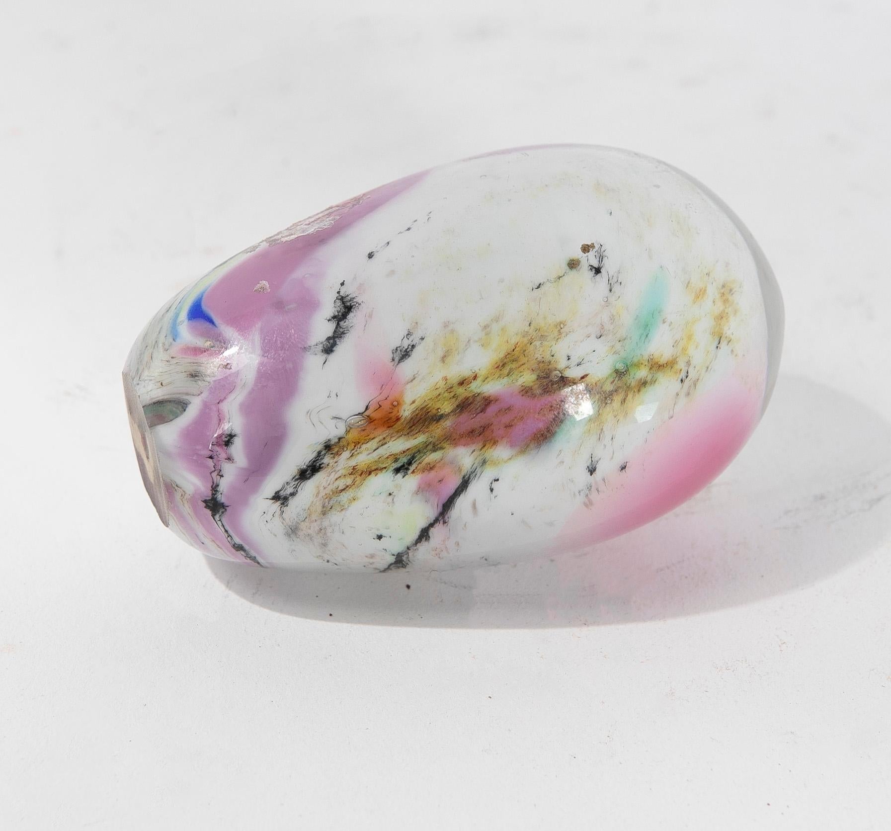 1950s Crystal Paperweight with Colours Decoration For Sale 3