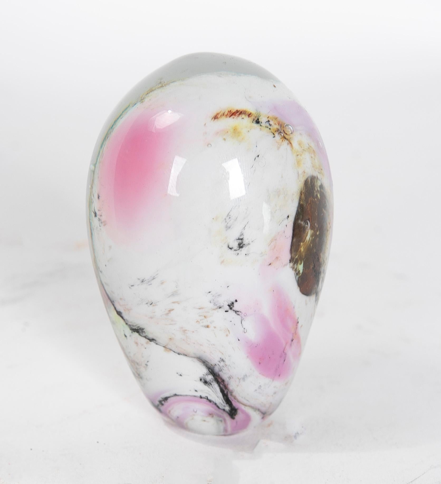 1950s crystal paperweight with colours decoration.