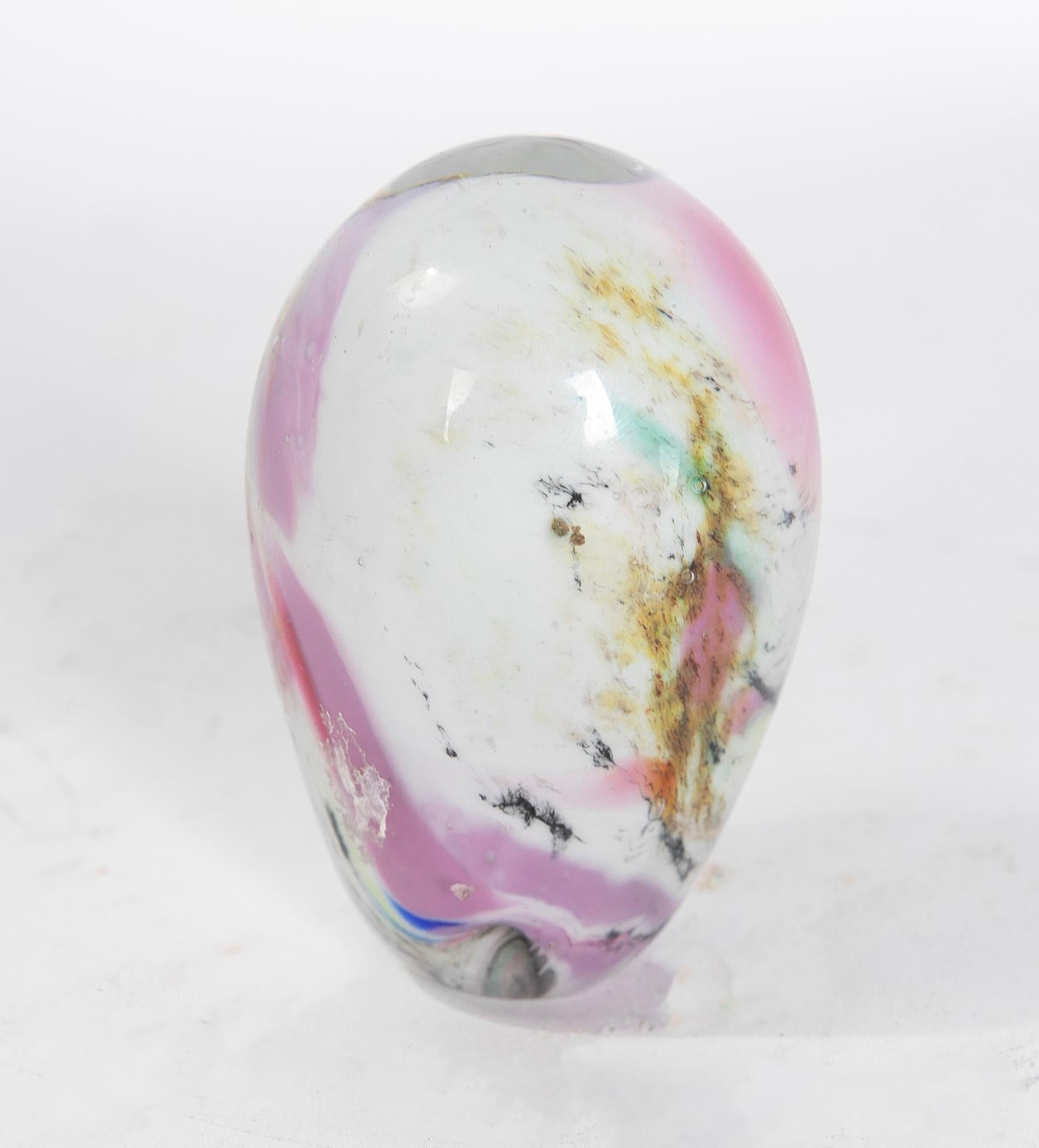 European 1950s Crystal Paperweight with Colours Decoration For Sale