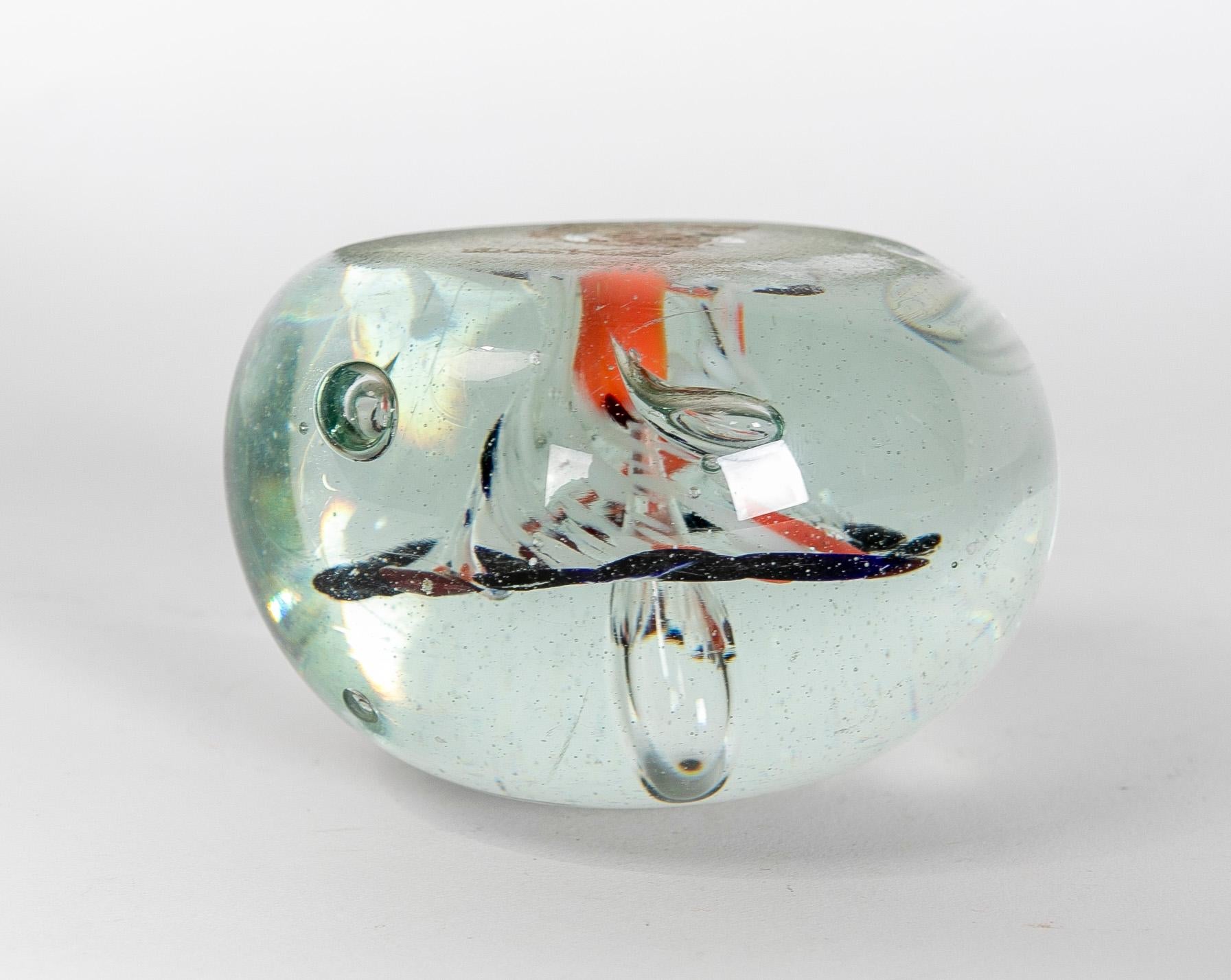1950s Crystal Paperweight with Colours Decoration For Sale 2