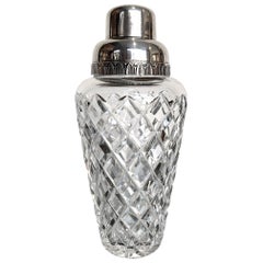 1950s Crystal Val Saint Lambert Cocktail Shaker with Silver Plated Top