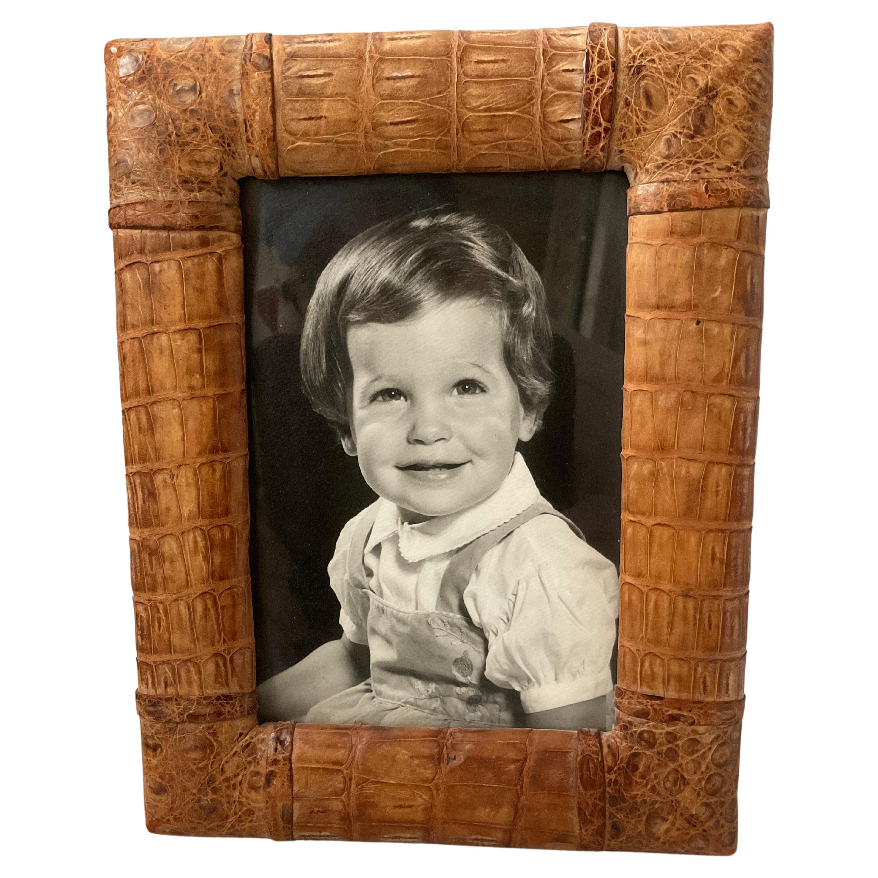 1950s Cuban Crocodile Picture Frame . Opening Is 6.25 x 4.5 For Sale